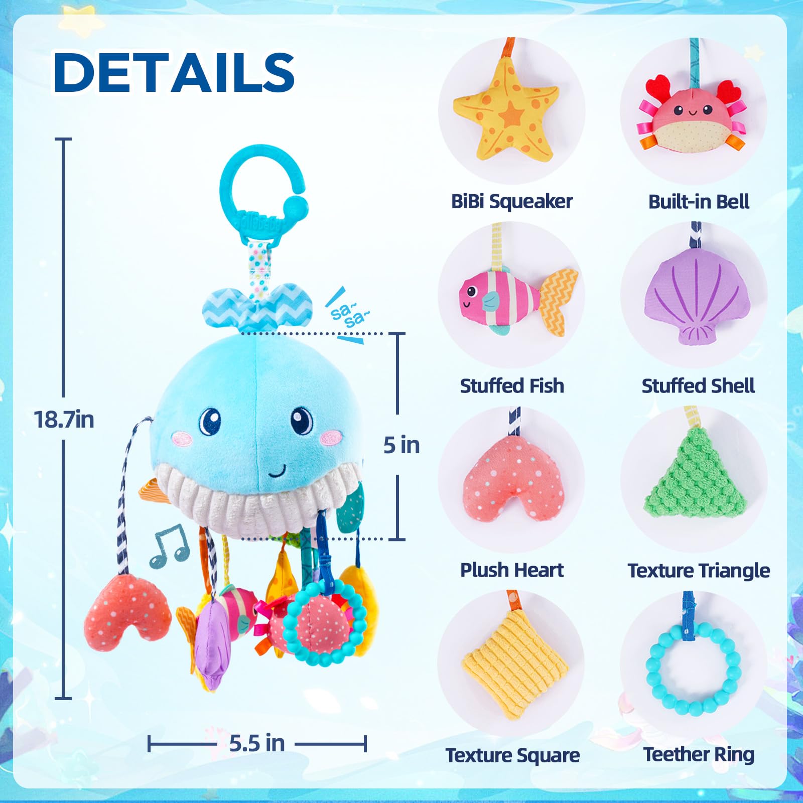 Jollybaby Musical Pull String Toy for Stroller Car Seat Crib