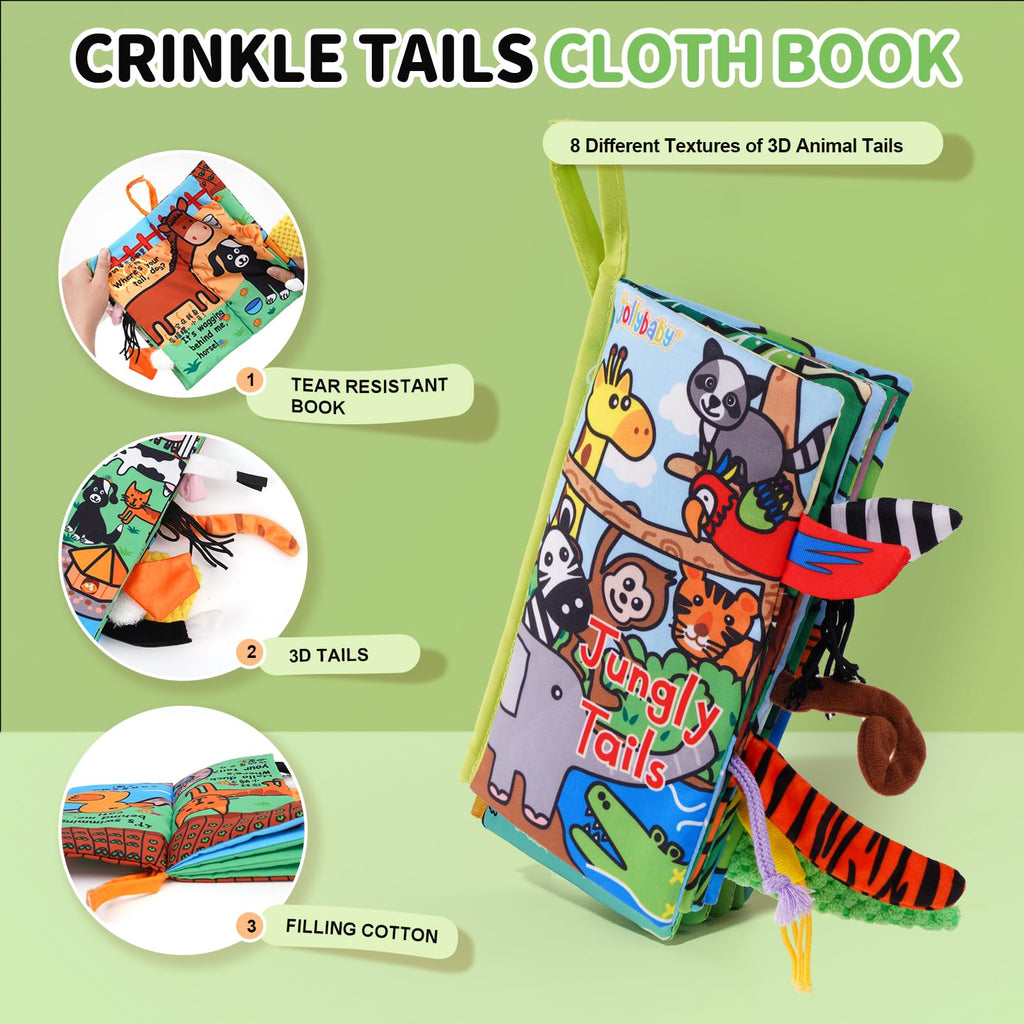 Jollybaby Soft Cloth Touch & Feel Crinkle Books for Baby