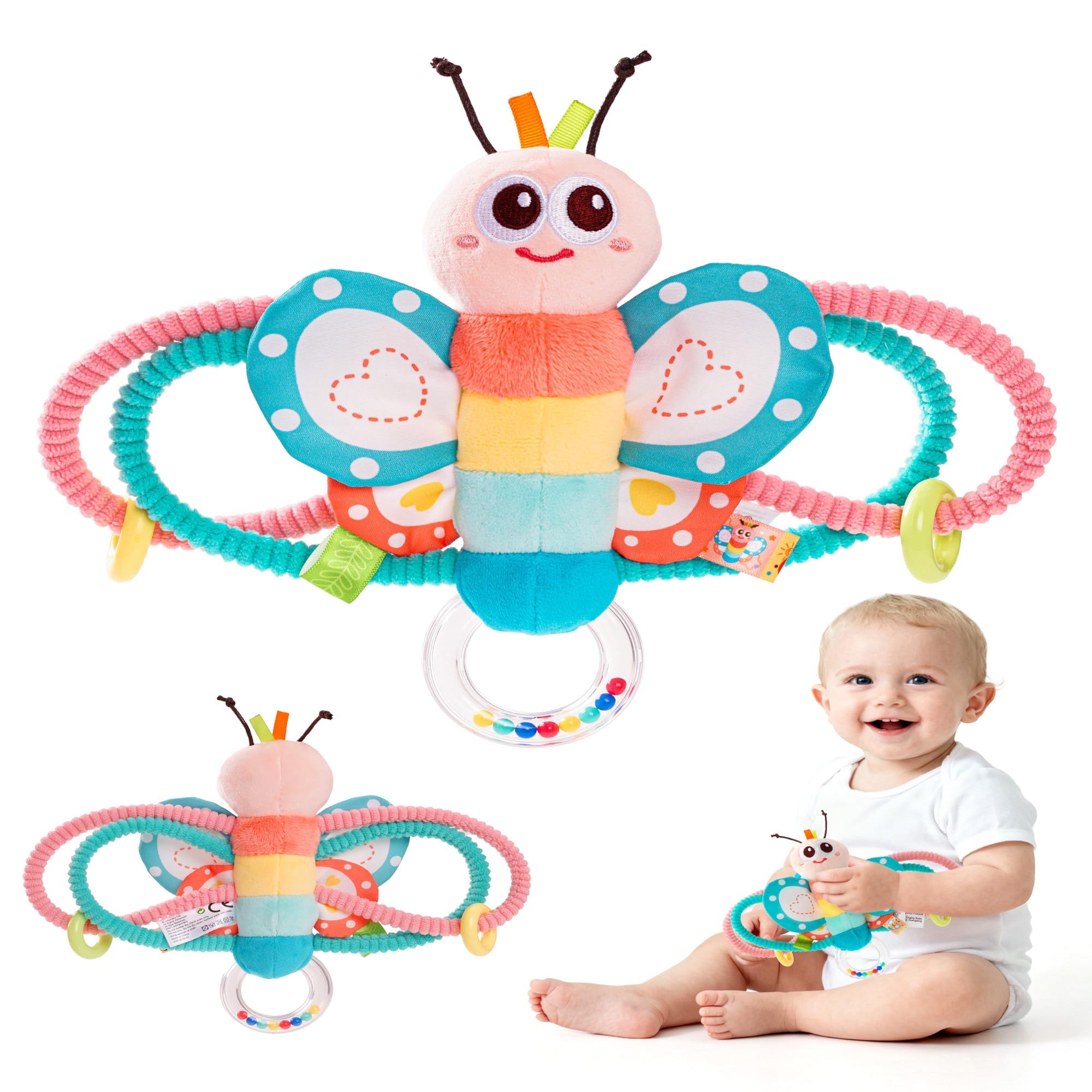 Jollybaby Soft Baby Rattles & Plush Rings Toy for Newborn