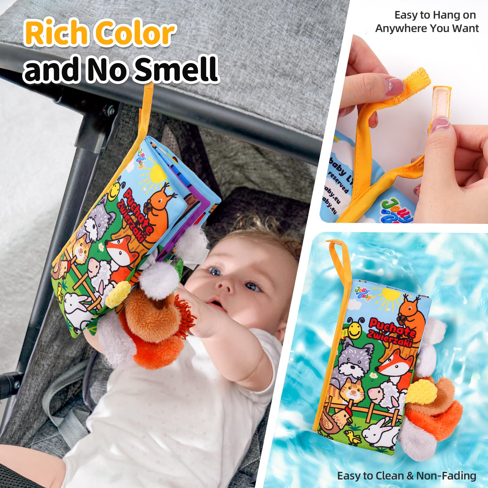 Jollybaby Soft Cloth Touch & Feel Crinkle Books for Baby
