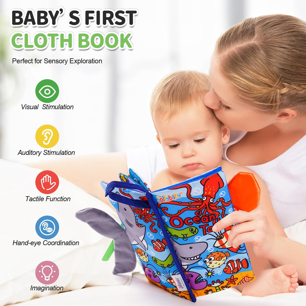 Jollybaby Soft Cloth Touch & Feel Crinkle Books for Baby
