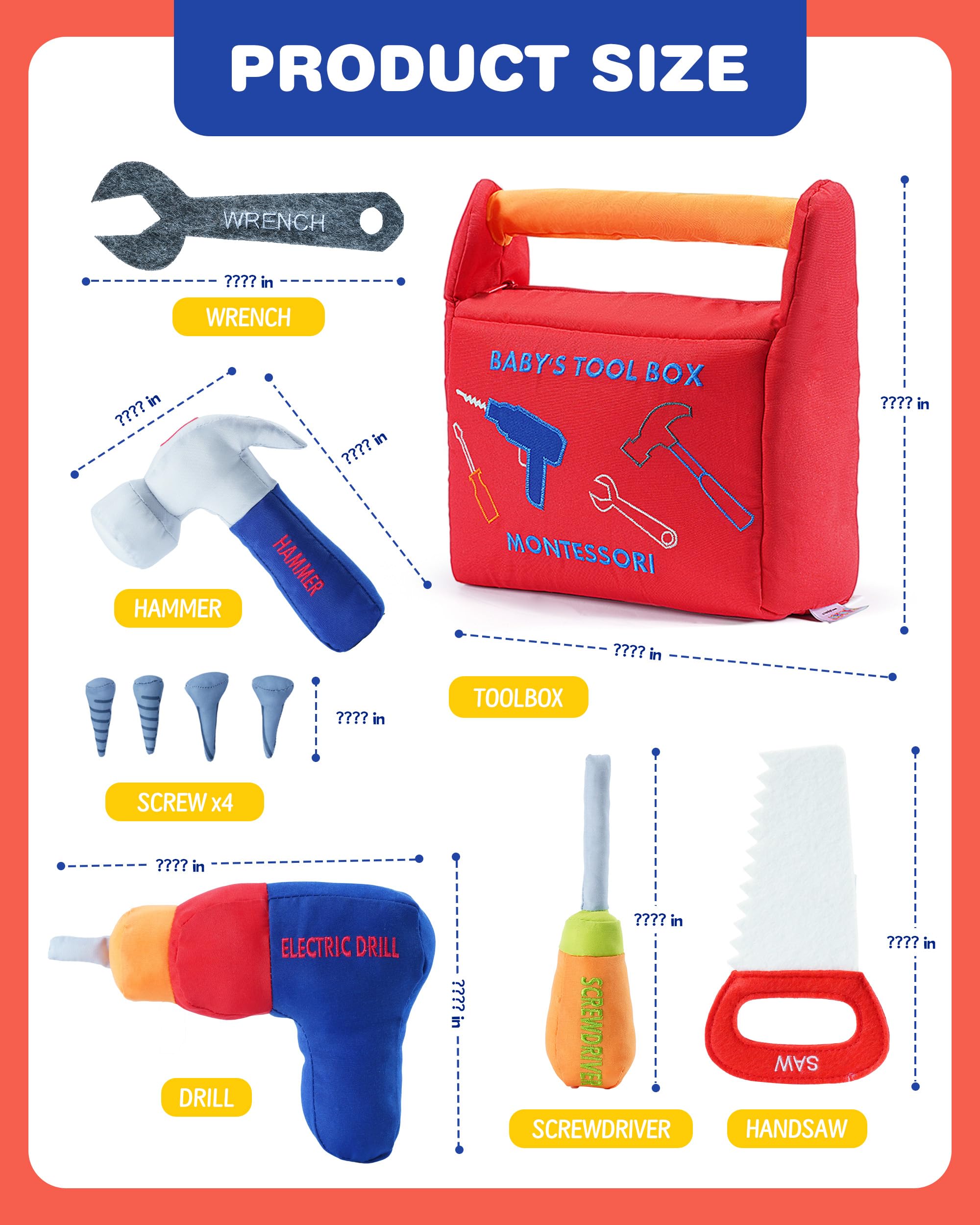 Jollybaby Soft Montessori Tool Box Set Toy for Boy