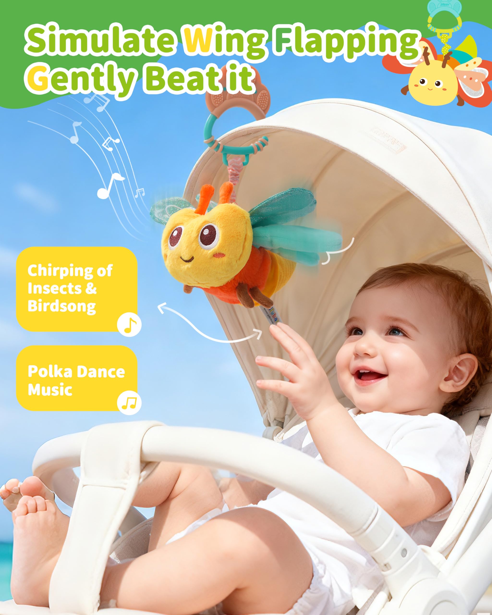 Jollybaby Music Flying Insect Tummy Time Sensory Toy