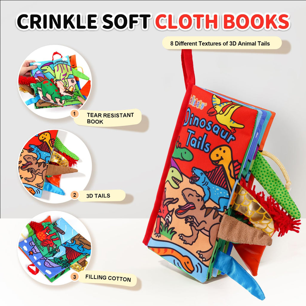 Jollybaby Soft Cloth Touch & Feel Crinkle Books for Baby