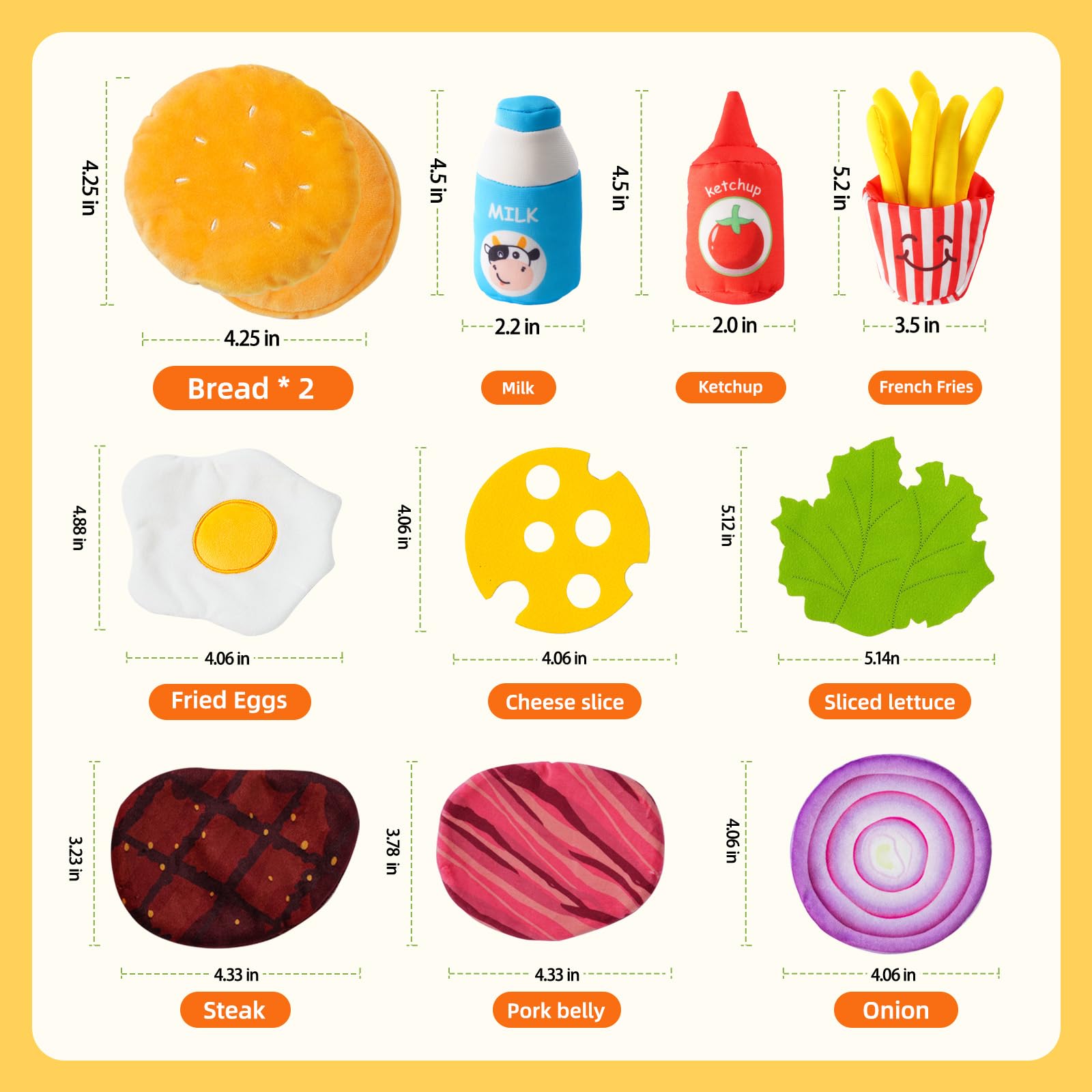 Jollybaby Soft Plush Stuffed Burger Pretend Play Food Toy