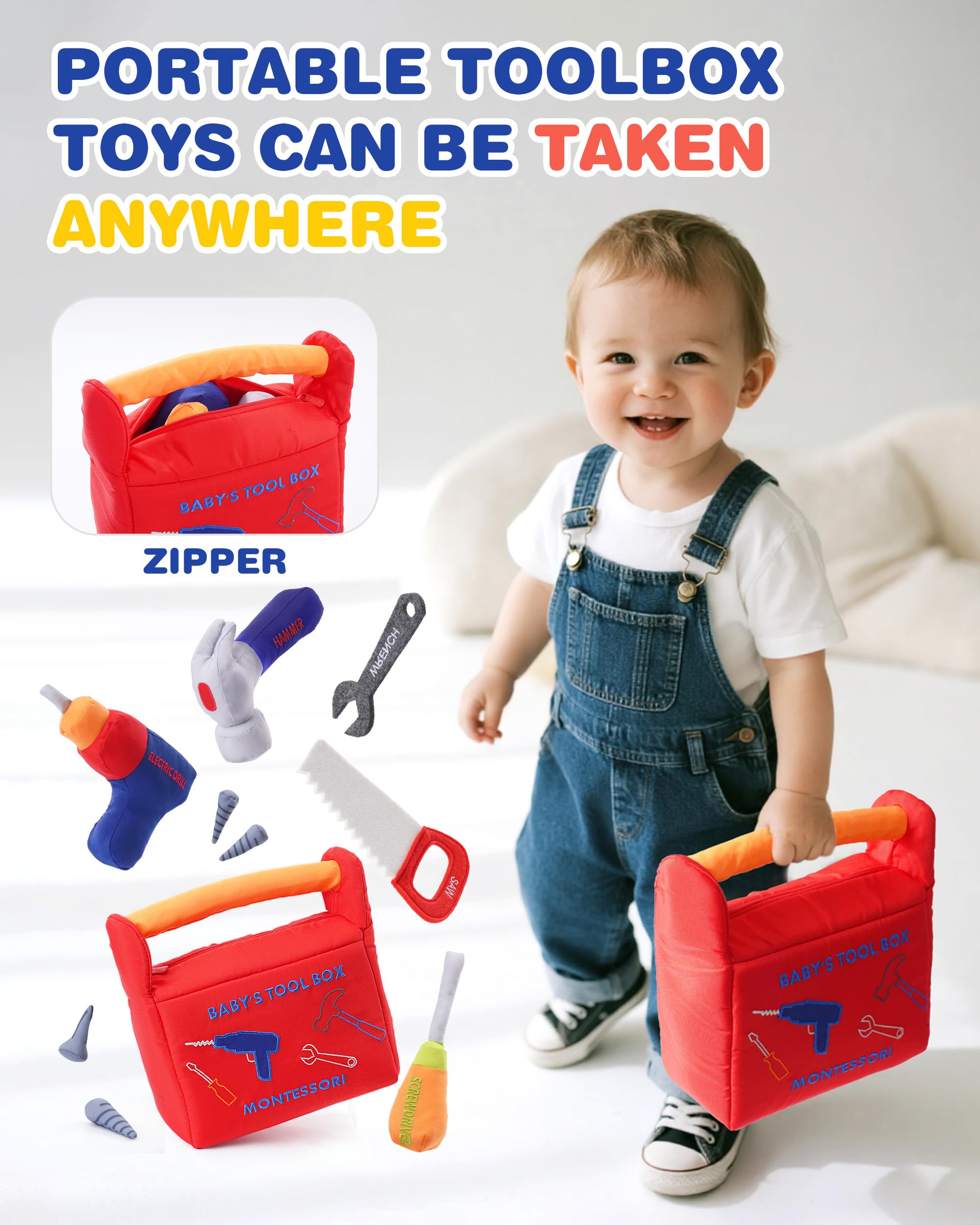Jollybaby Soft Montessori Tool Box Set Toy for Boy