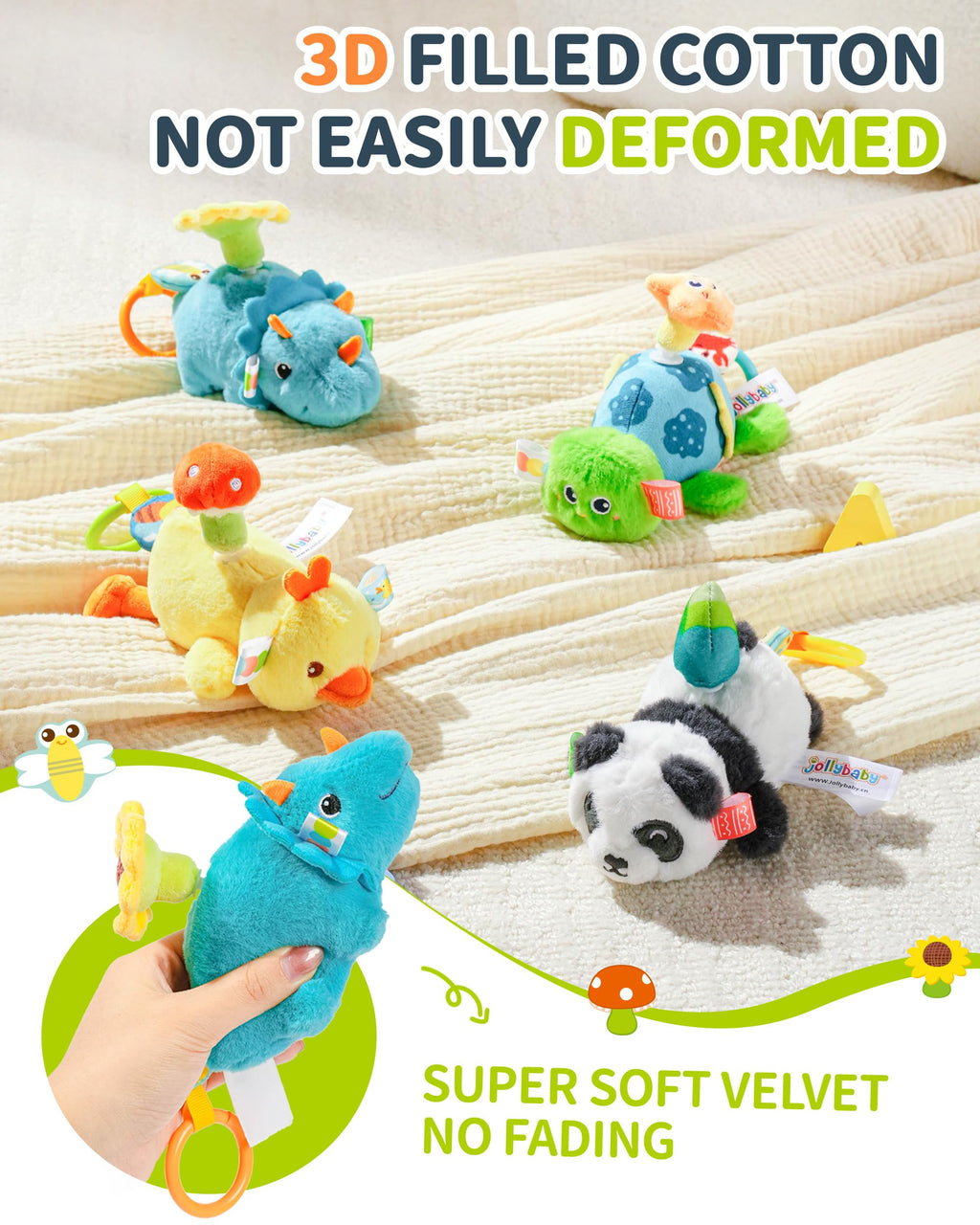 Jollybaby Baby Rattles & Soft Plush Spinner Toy