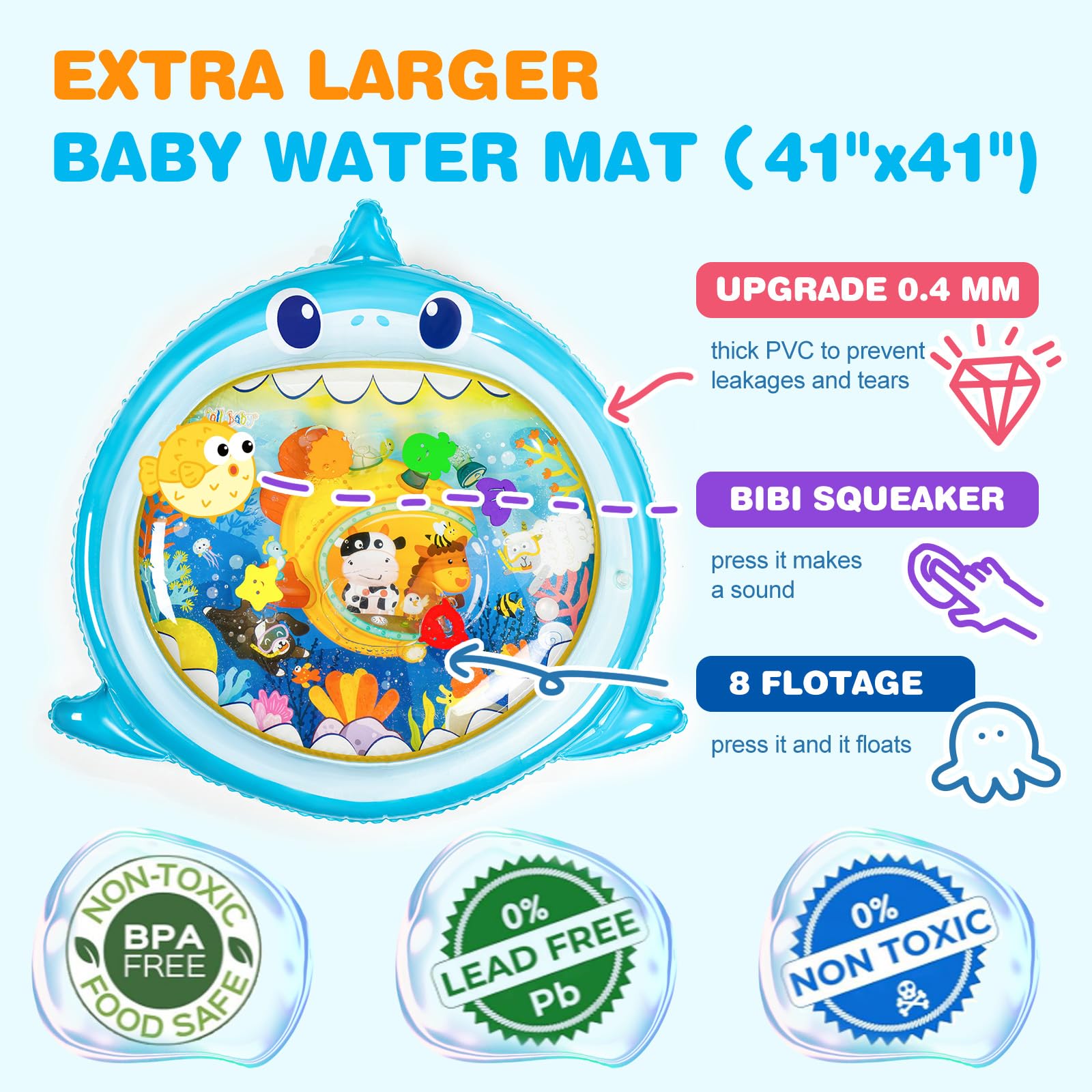 Jollybaby 41" x 41" Extra Large Water Mat for Baby