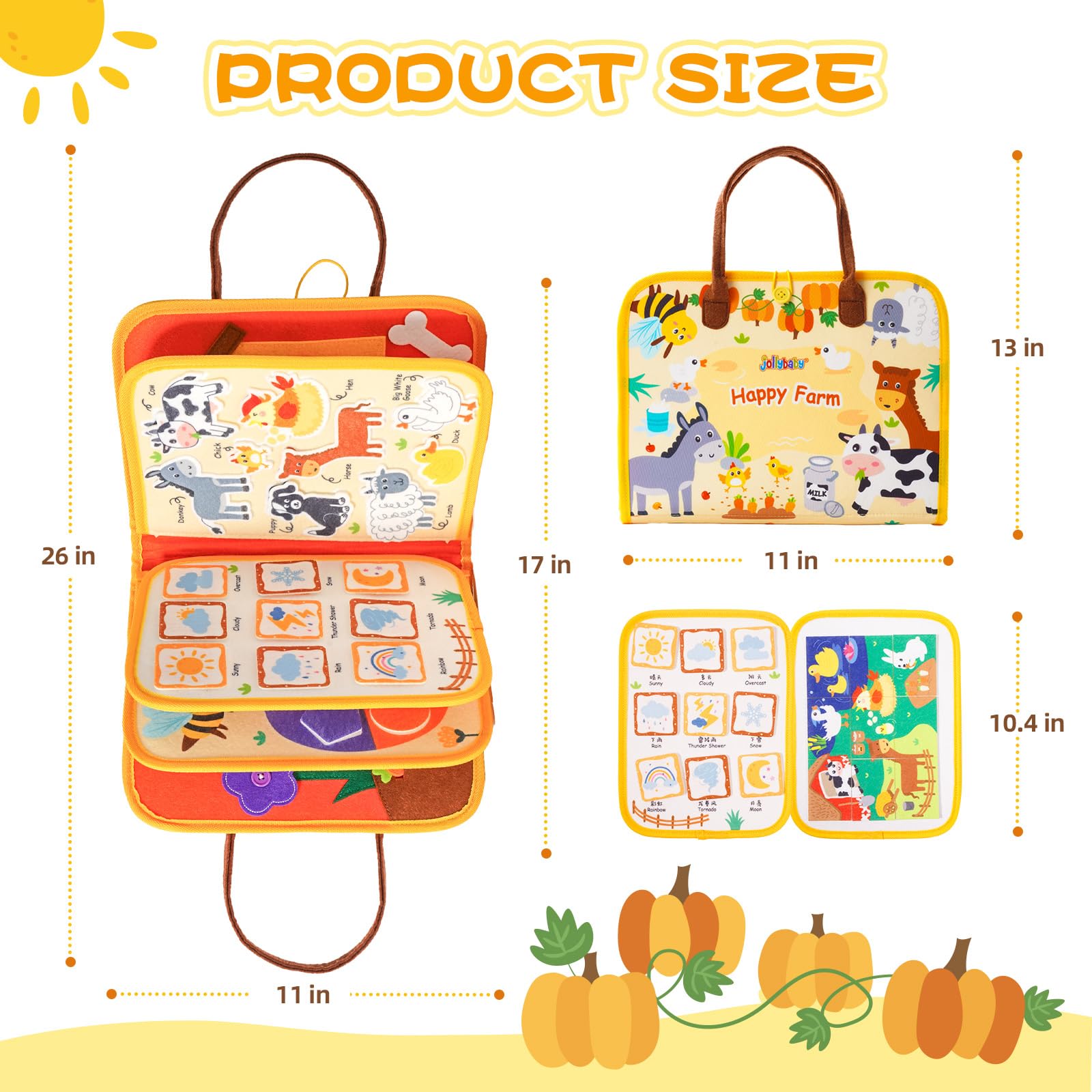 Jollybaby Montessori Activity Busy Book for Toddlers