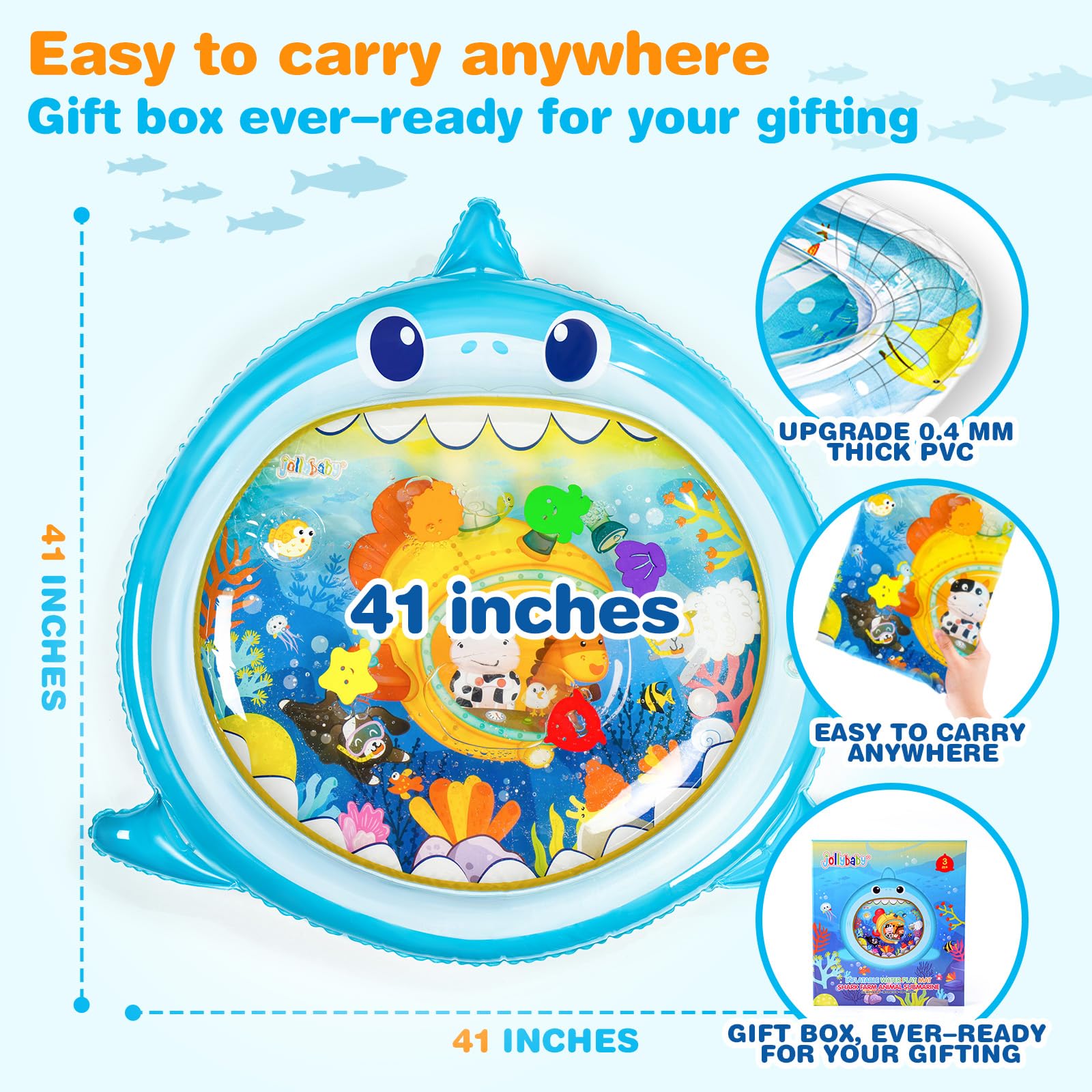 Jollybaby 41" x 41" Extra Large Water Mat for Baby