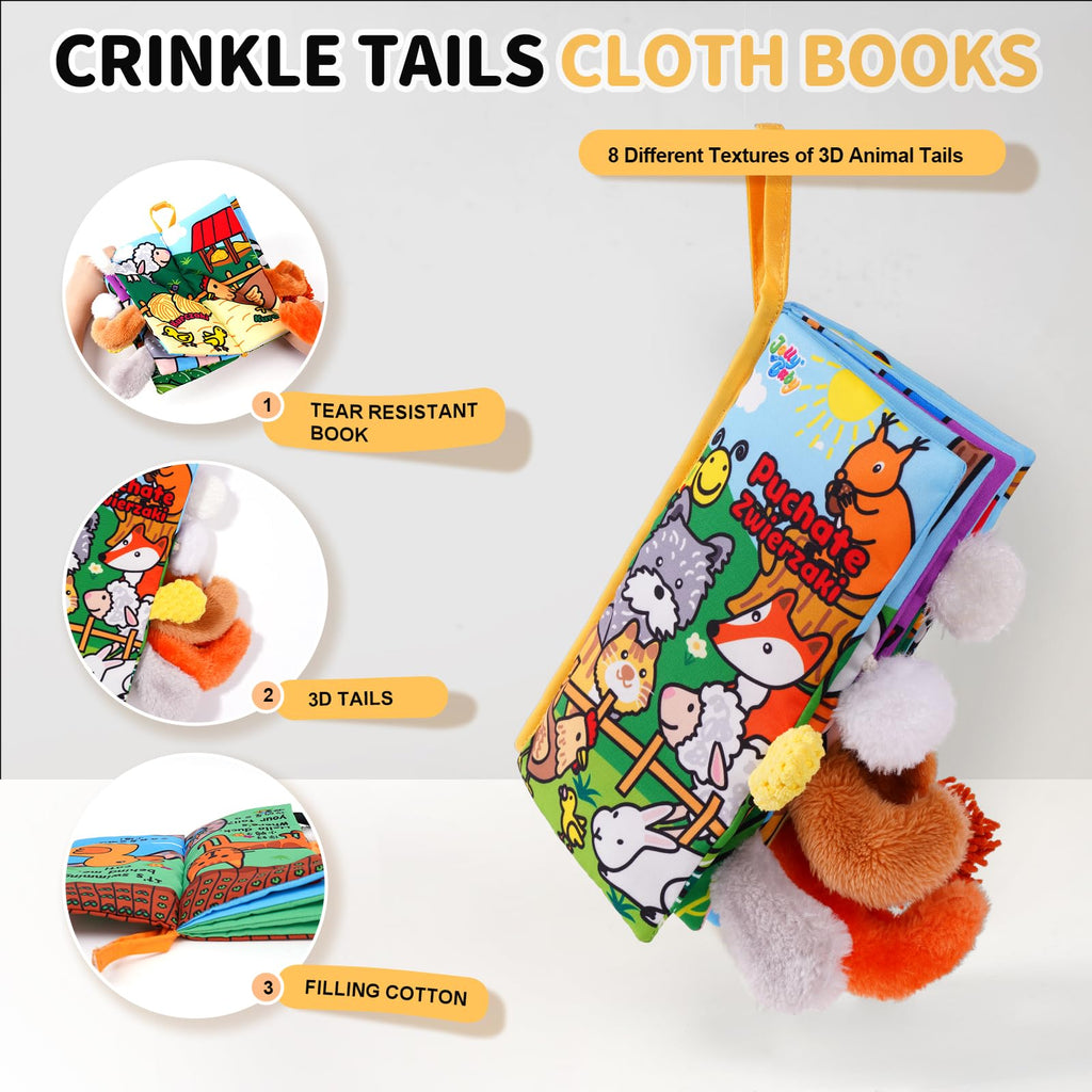Jollybaby Soft Cloth Touch & Feel Crinkle Books for Baby
