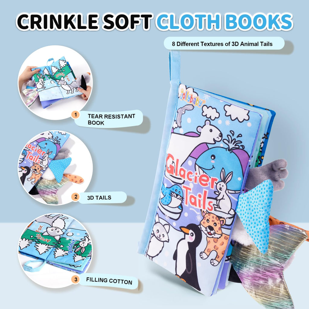 Jollybaby Soft Cloth Touch & Feel Crinkle Books for Baby