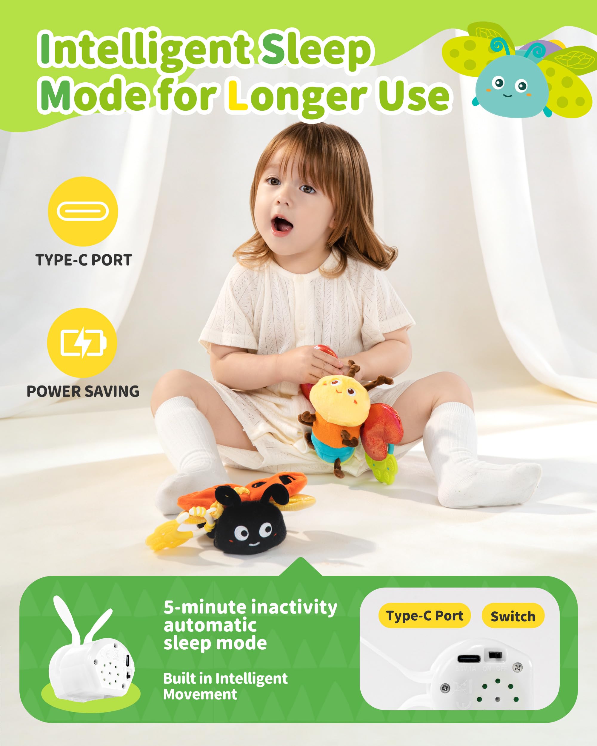 Jollybaby Music Flying Insect Tummy Time Sensory Toy