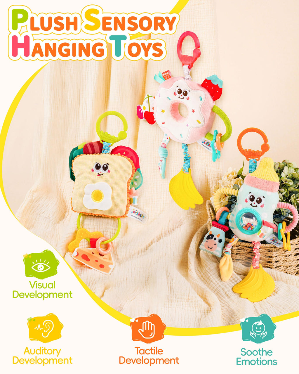 Jollybaby Pull Vibration Hanging Toy for Car Seat Stroller