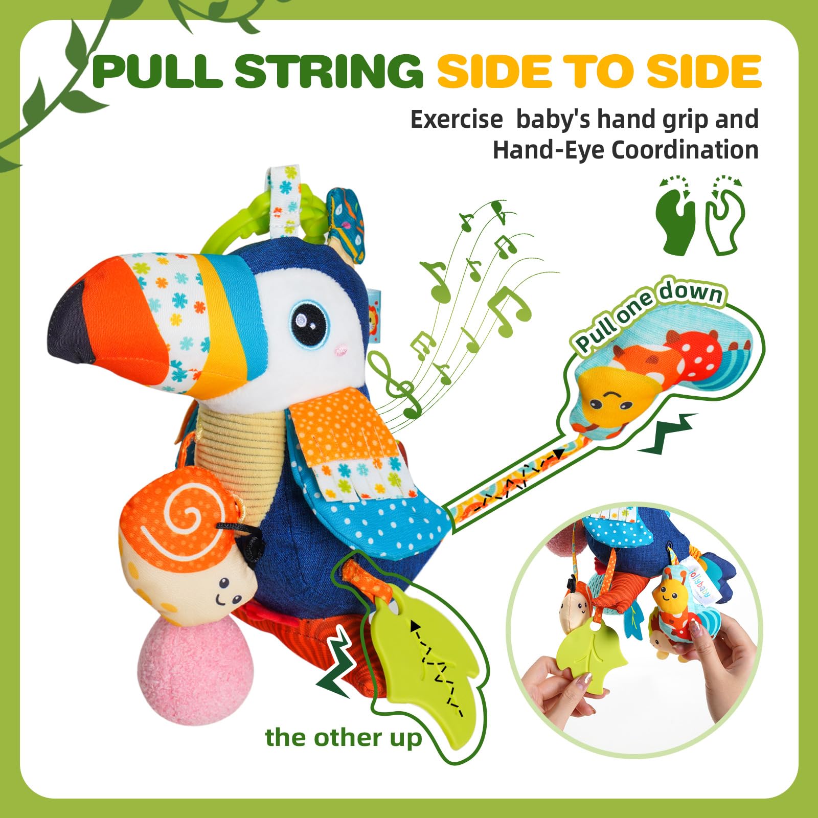 Jollybaby Musical Pull String Toy for Stroller Car Seat Crib