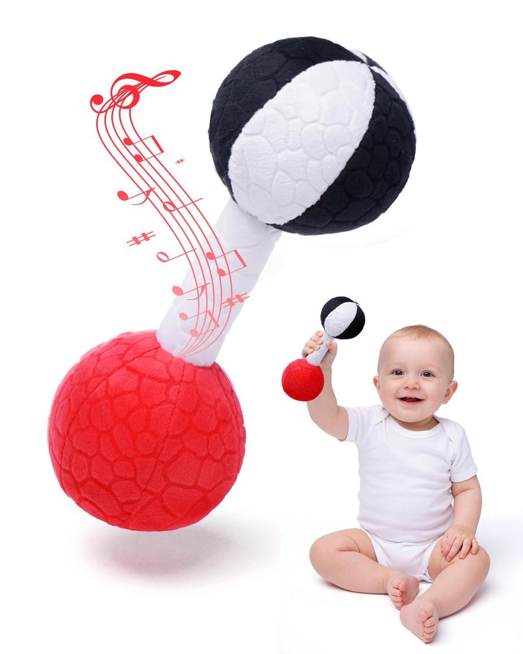 Jollybaby Soft Plush Stuffer Rattle Dumb-Bell Toys