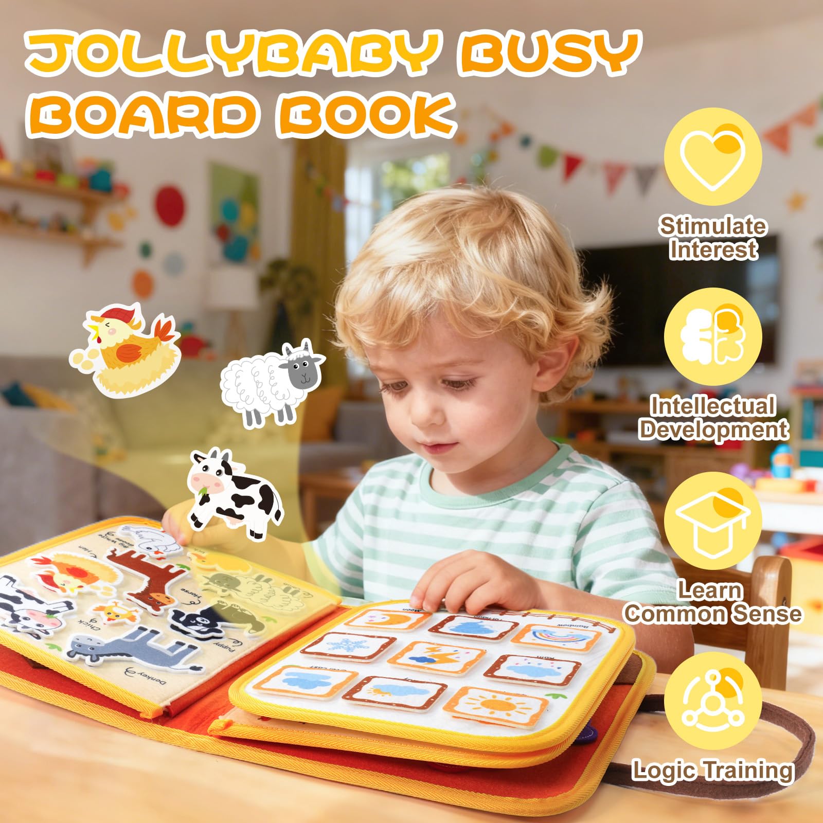 Jollybaby Montessori Activity Busy Book for Toddlers