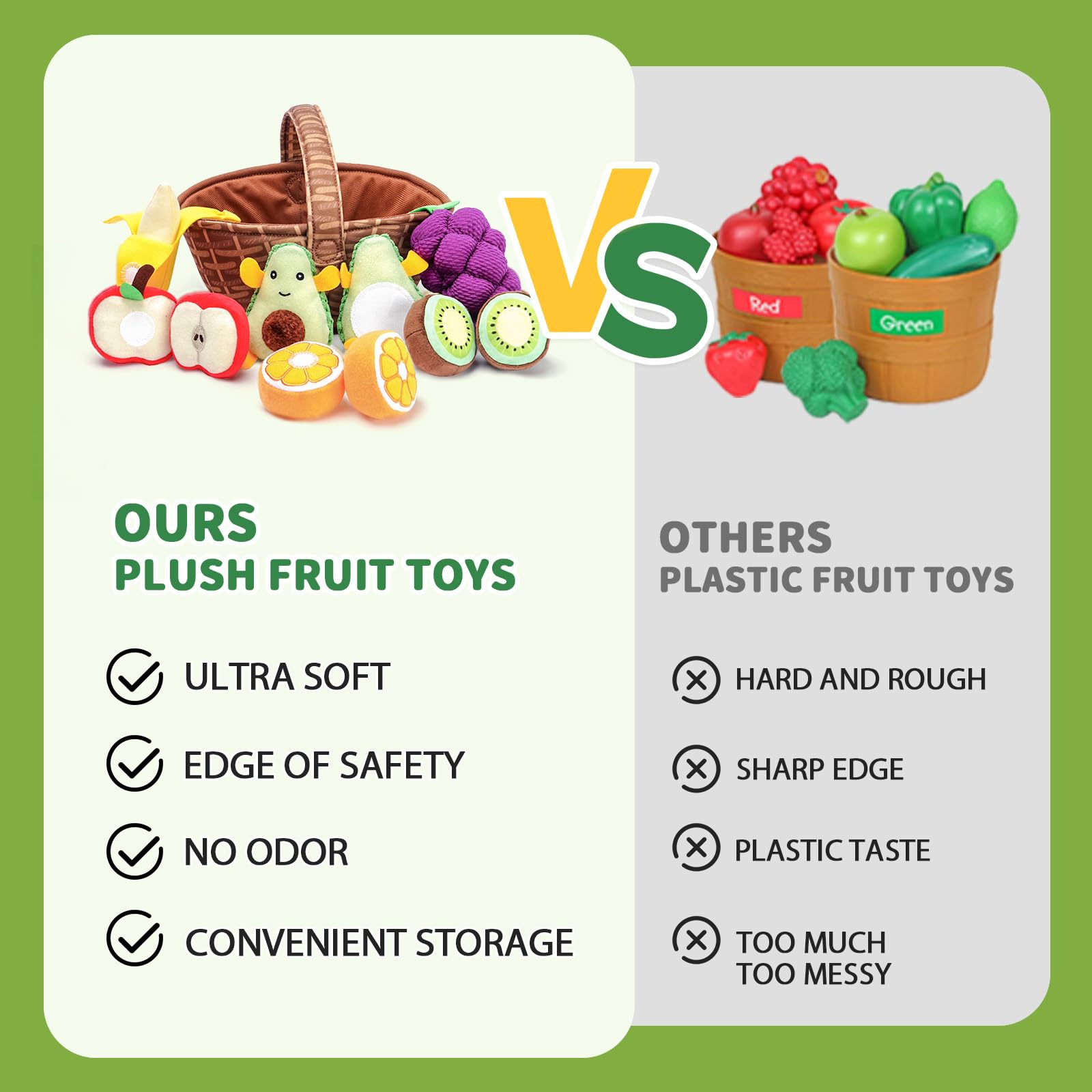 Jollybaby Plush Stuffed Fruit Food Toy Set for Toddler