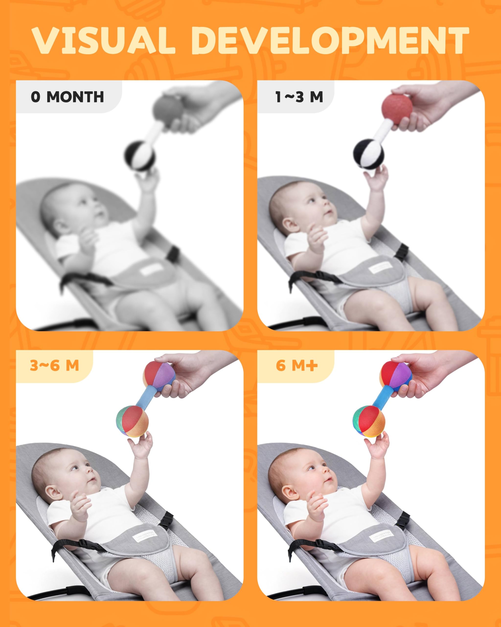 Jollybaby Soft Plush Stuffer Rattle Dumb-Bell Toys