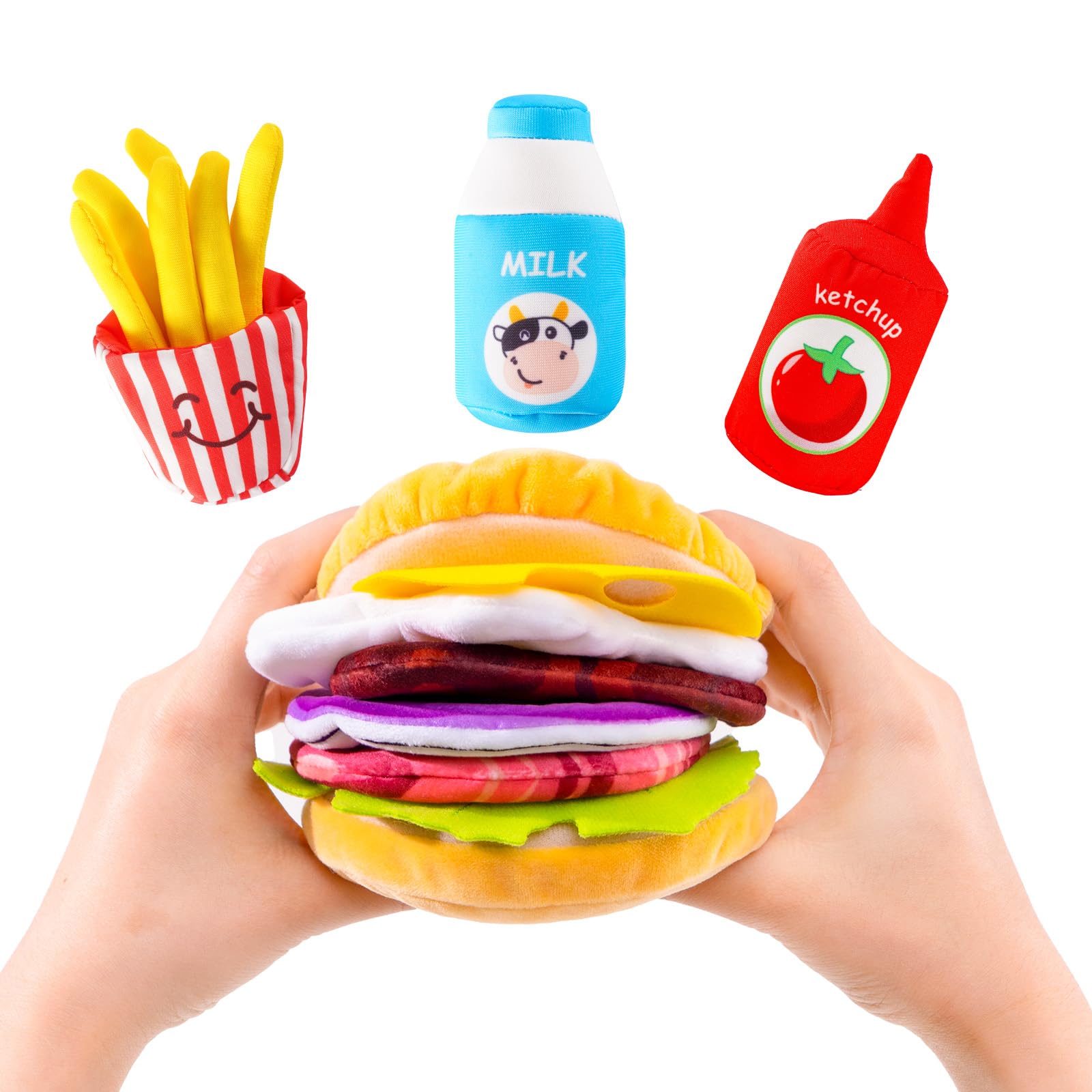 Jollybaby Soft Plush Stuffed Burger Pretend Play Food Toy