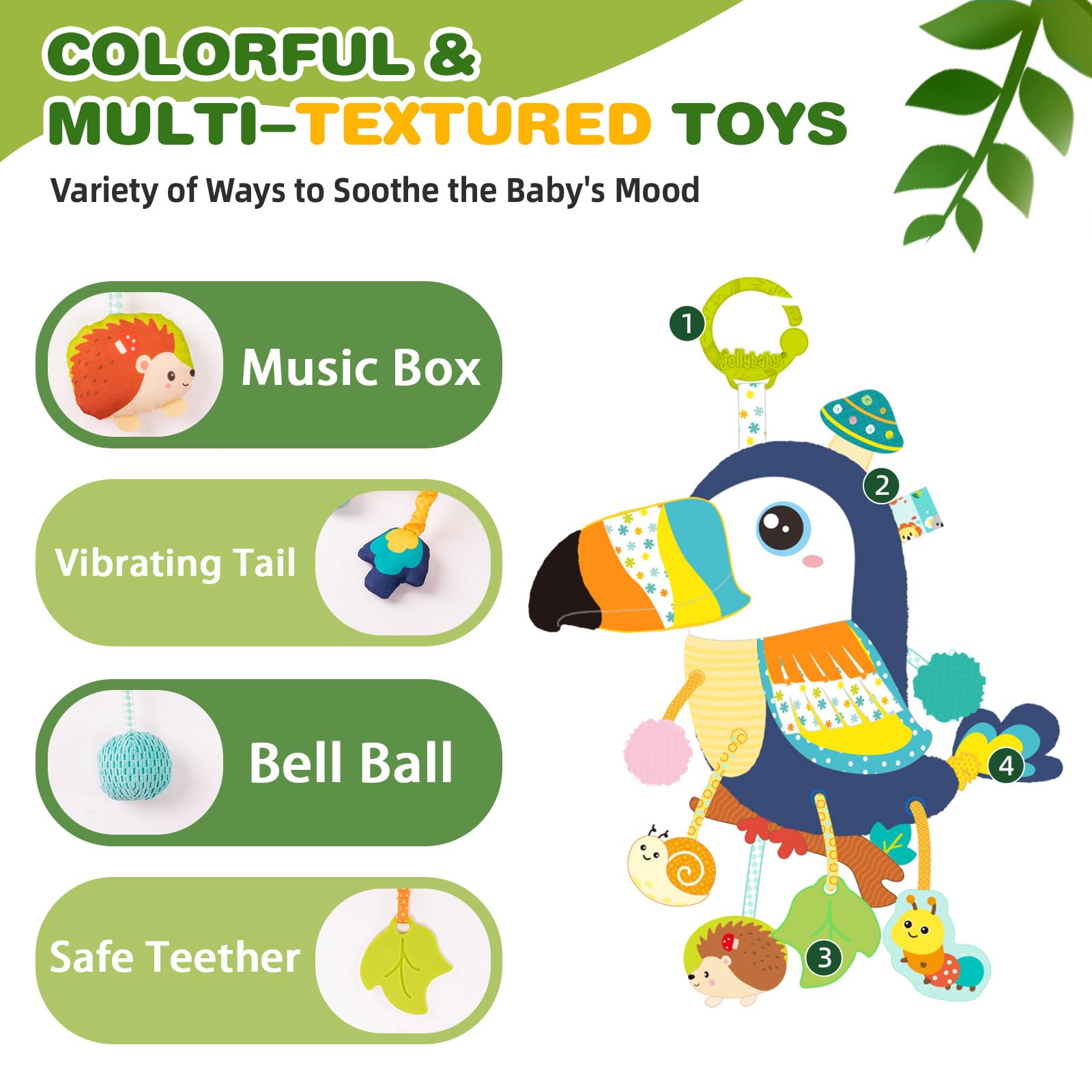 Jollybaby Musical Pull String Toy for Stroller Car Seat Crib