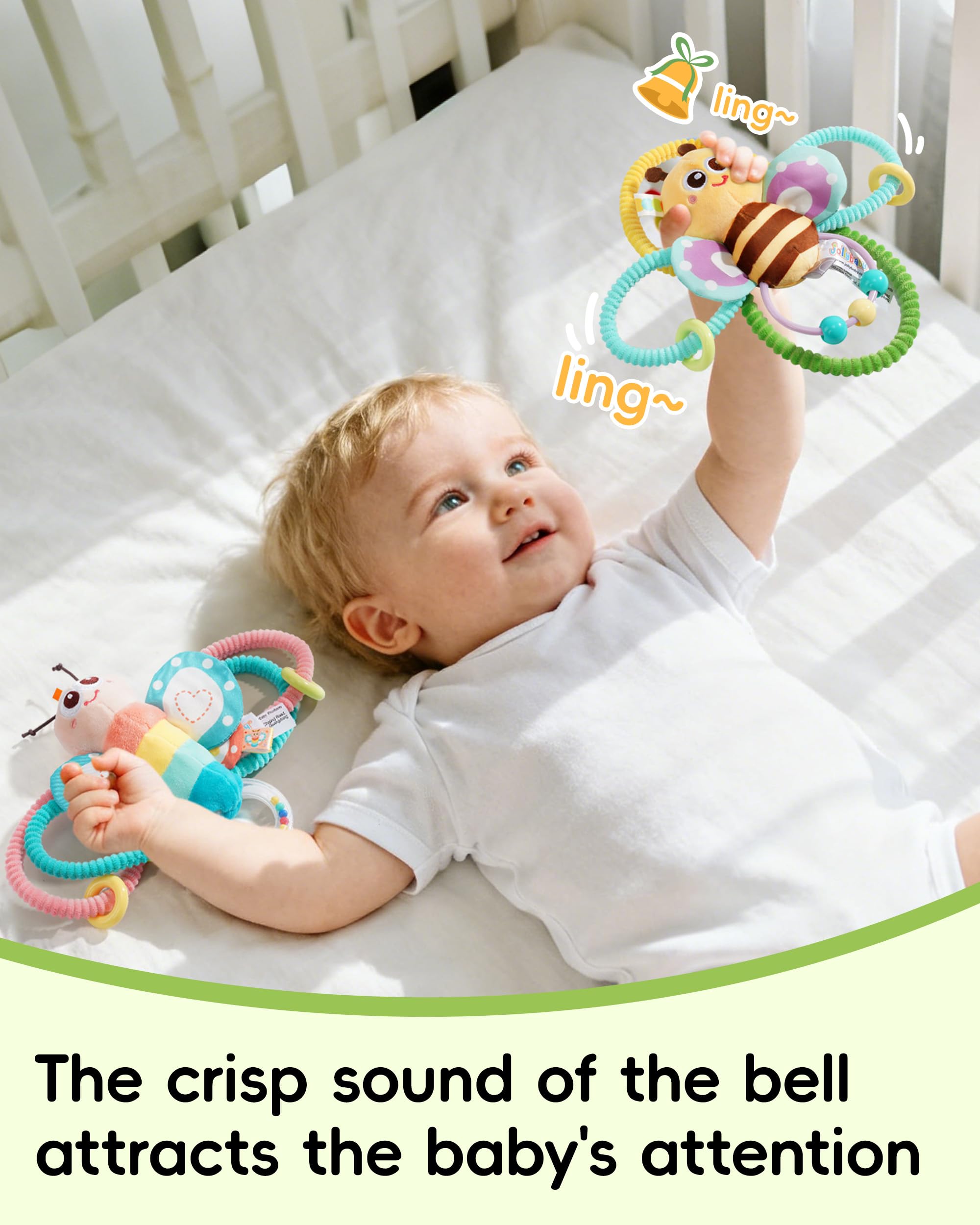 Jollybaby Soft Baby Rattles & Plush Rings Toy for Newborn