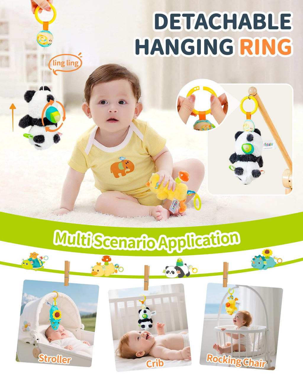 Jollybaby Baby Rattles & Soft Plush Spinner Toy