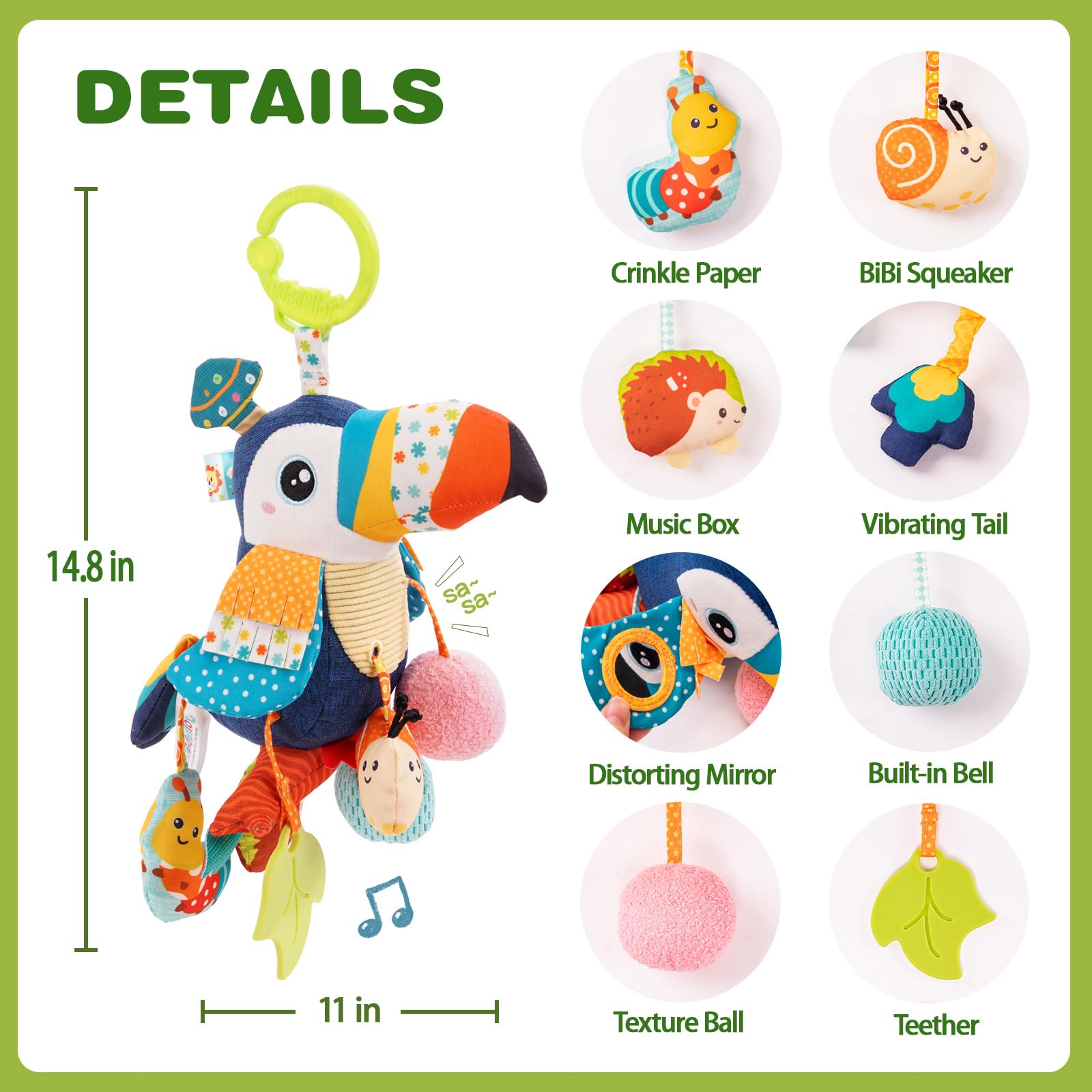 Jollybaby Musical Pull String Toy for Stroller Car Seat Crib