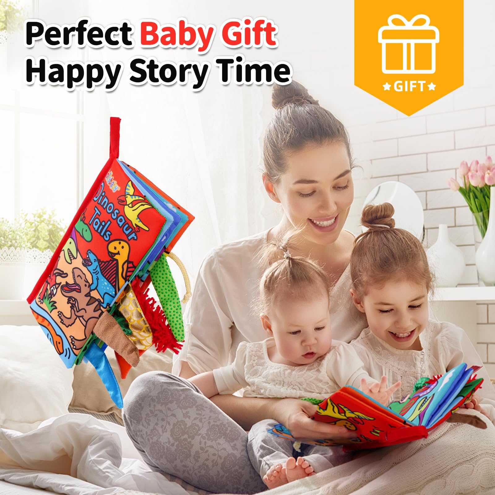 Jollybaby Soft Cloth Touch & Feel Crinkle Books for Baby