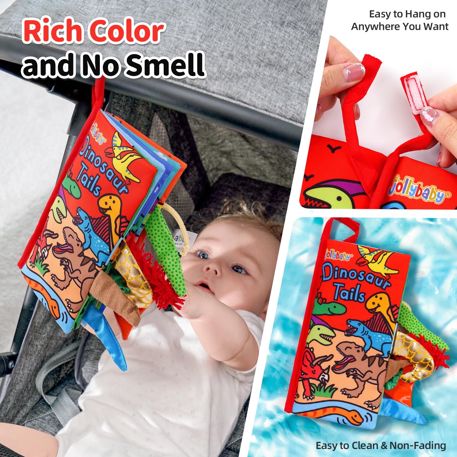Jollybaby Soft Cloth Touch & Feel Crinkle Books for Baby