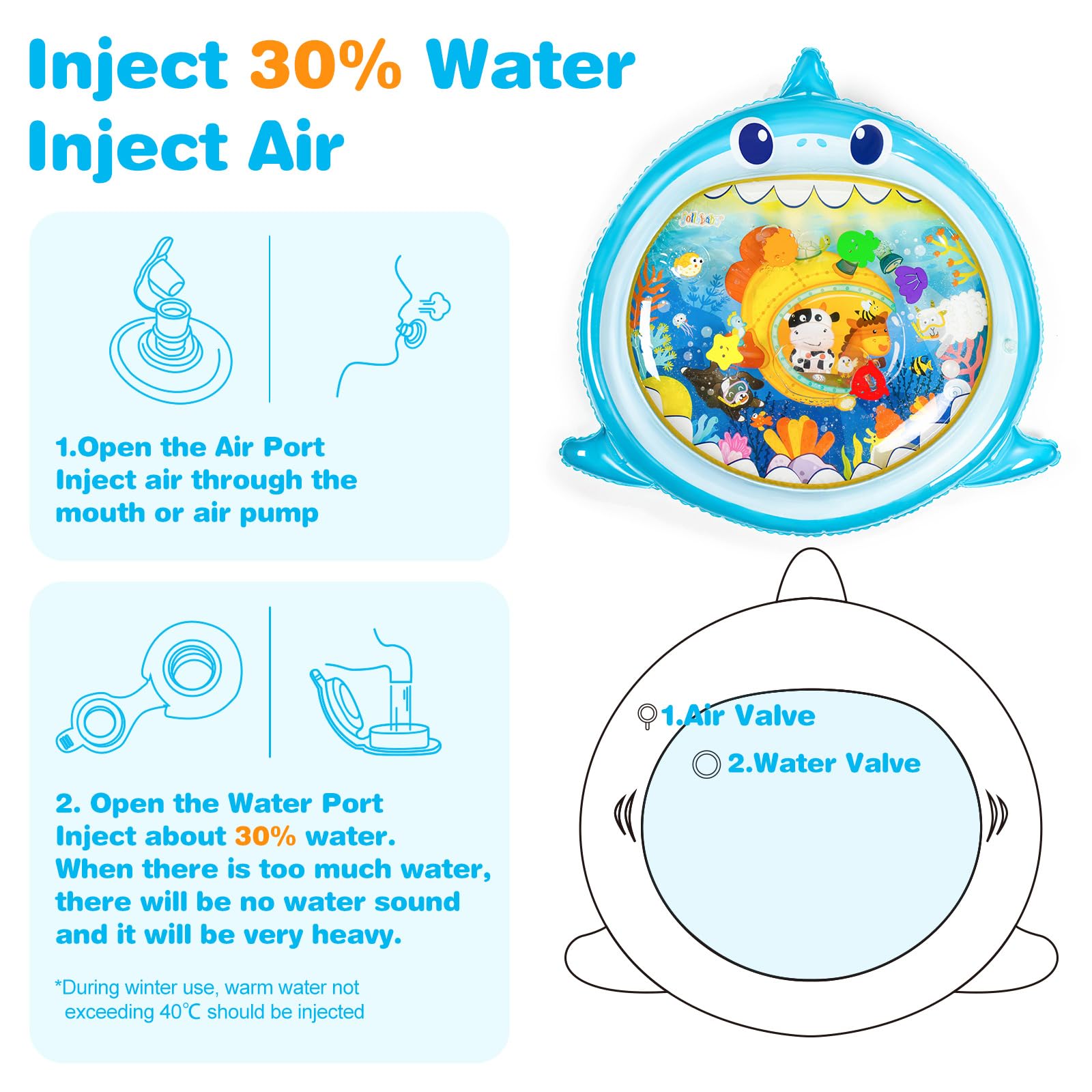 Jollybaby 41" x 41" Extra Large Water Mat for Baby