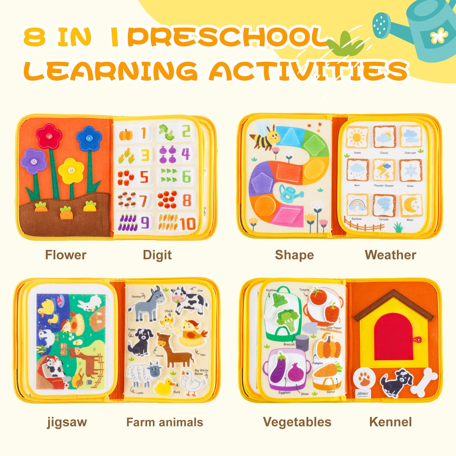 Jollybaby Montessori Activity Busy Book for Toddlers