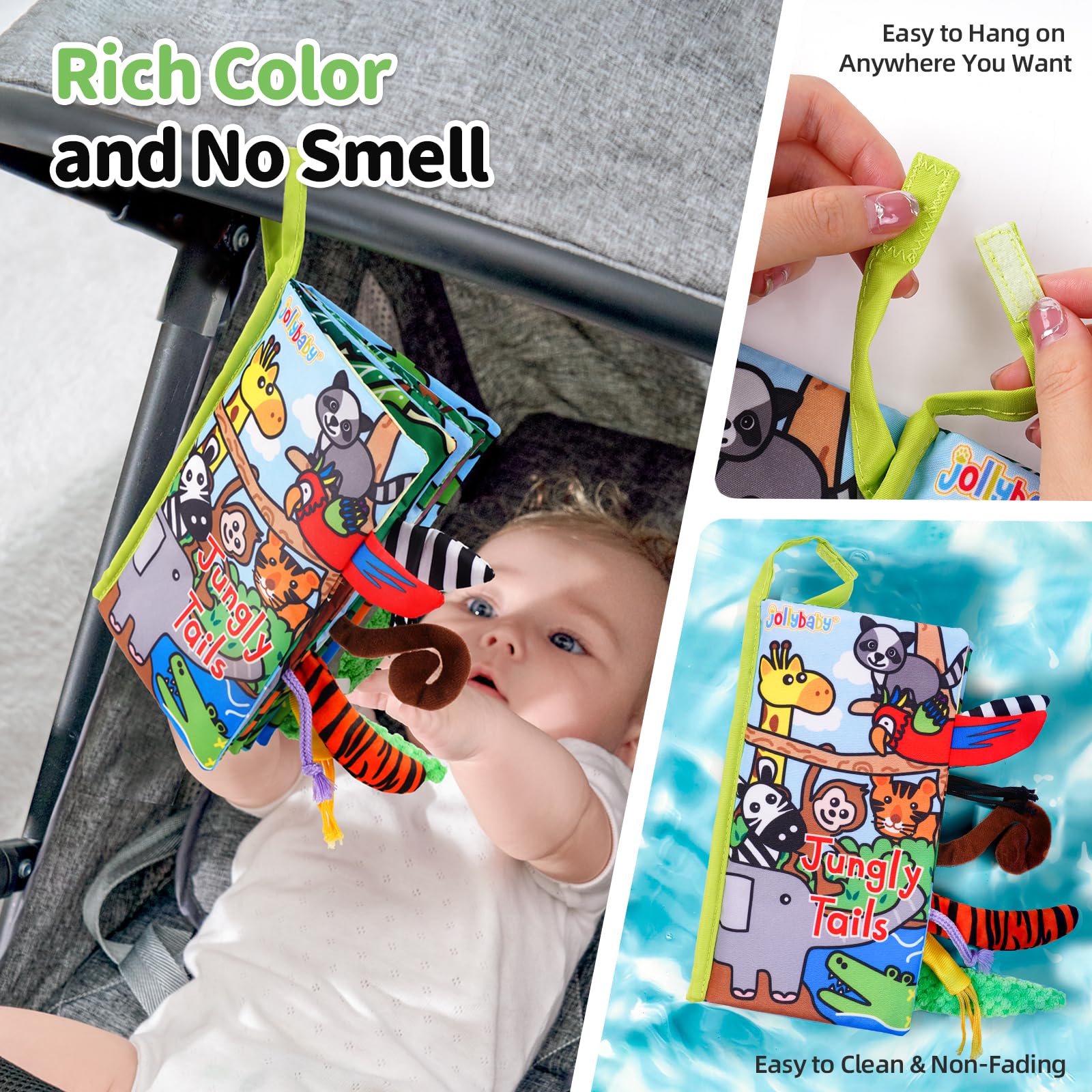 Jollybaby Soft Cloth Touch & Feel Crinkle Books for Baby