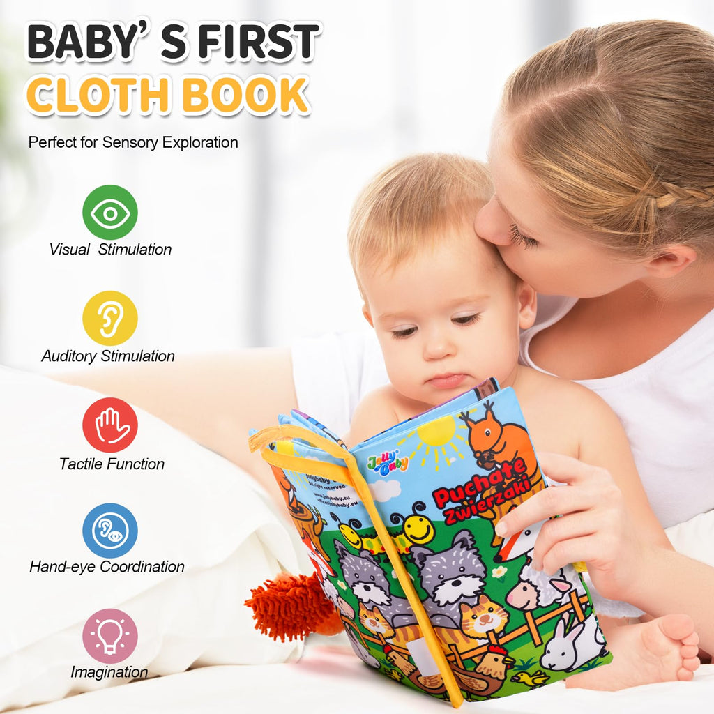 Jollybaby Soft Cloth Touch & Feel Crinkle Books for Baby