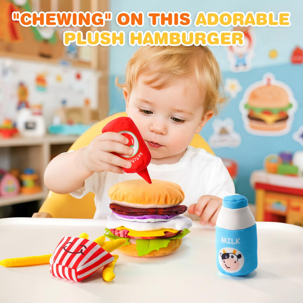 Jollybaby Soft Plush Stuffed Burger Pretend Play Food Toy