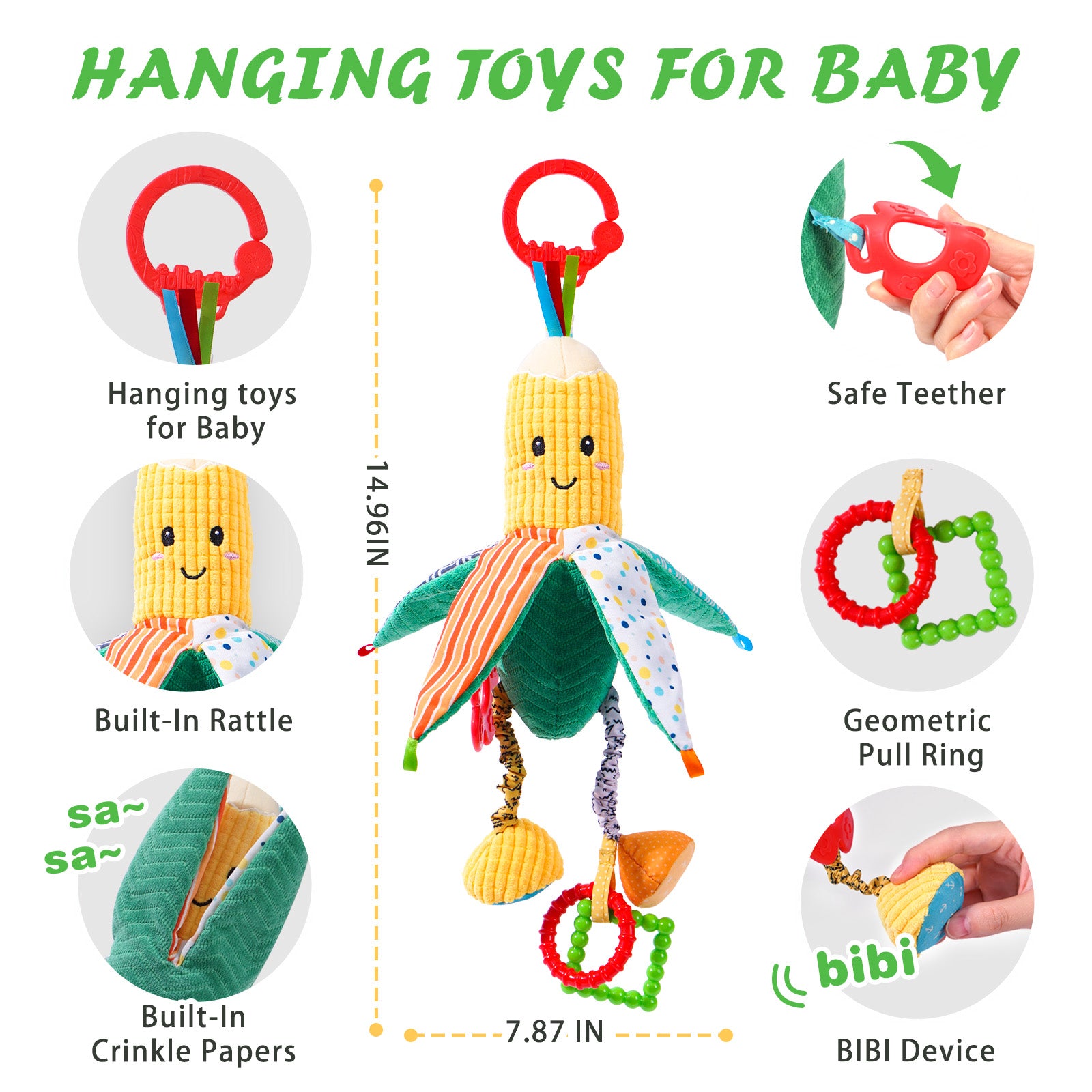Jollybaby Soft Baby Rattle Hanging Toy for Car Seat Stroller