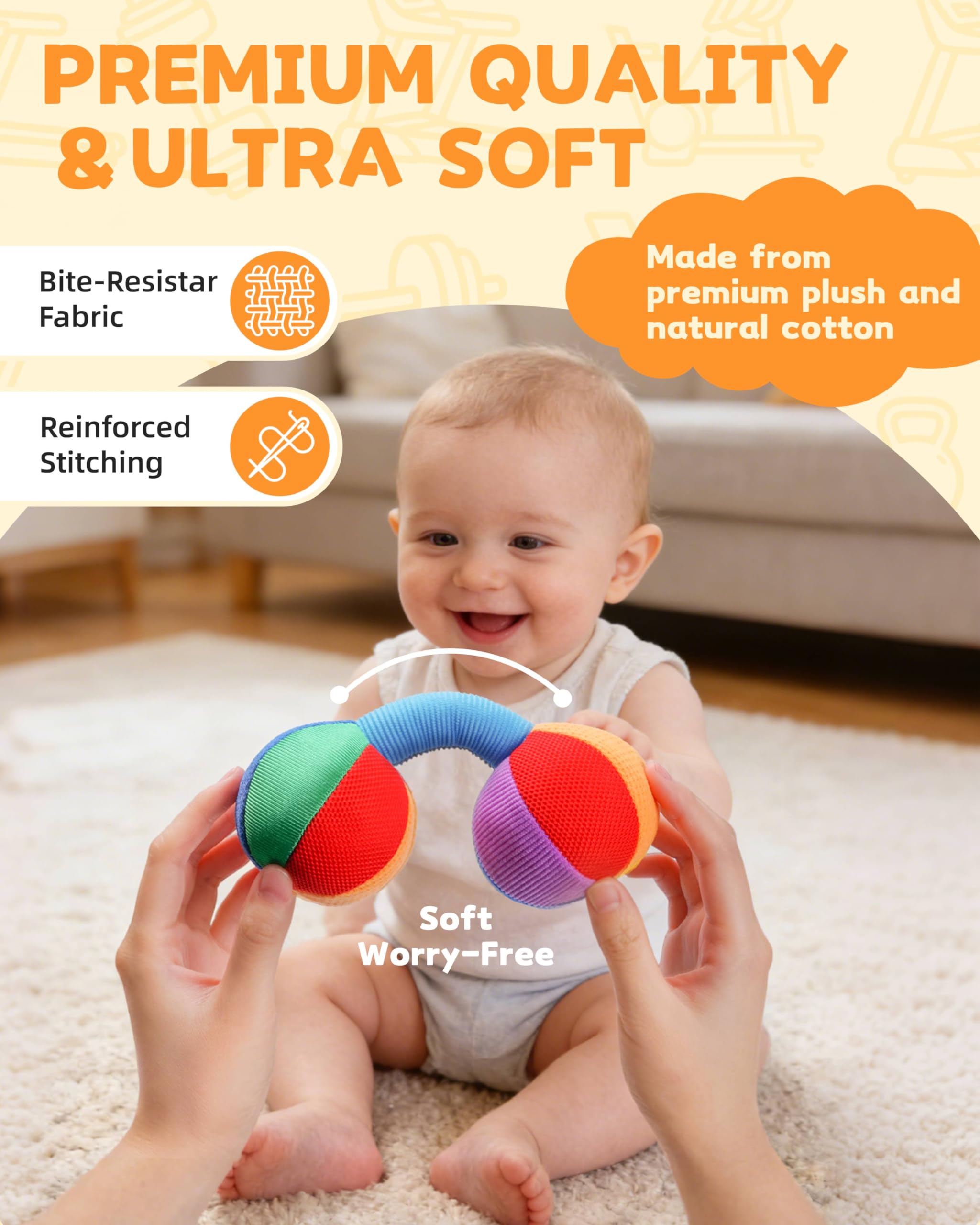 Jollybaby Soft Plush Stuffer Rattle Dumb-Bell Toys