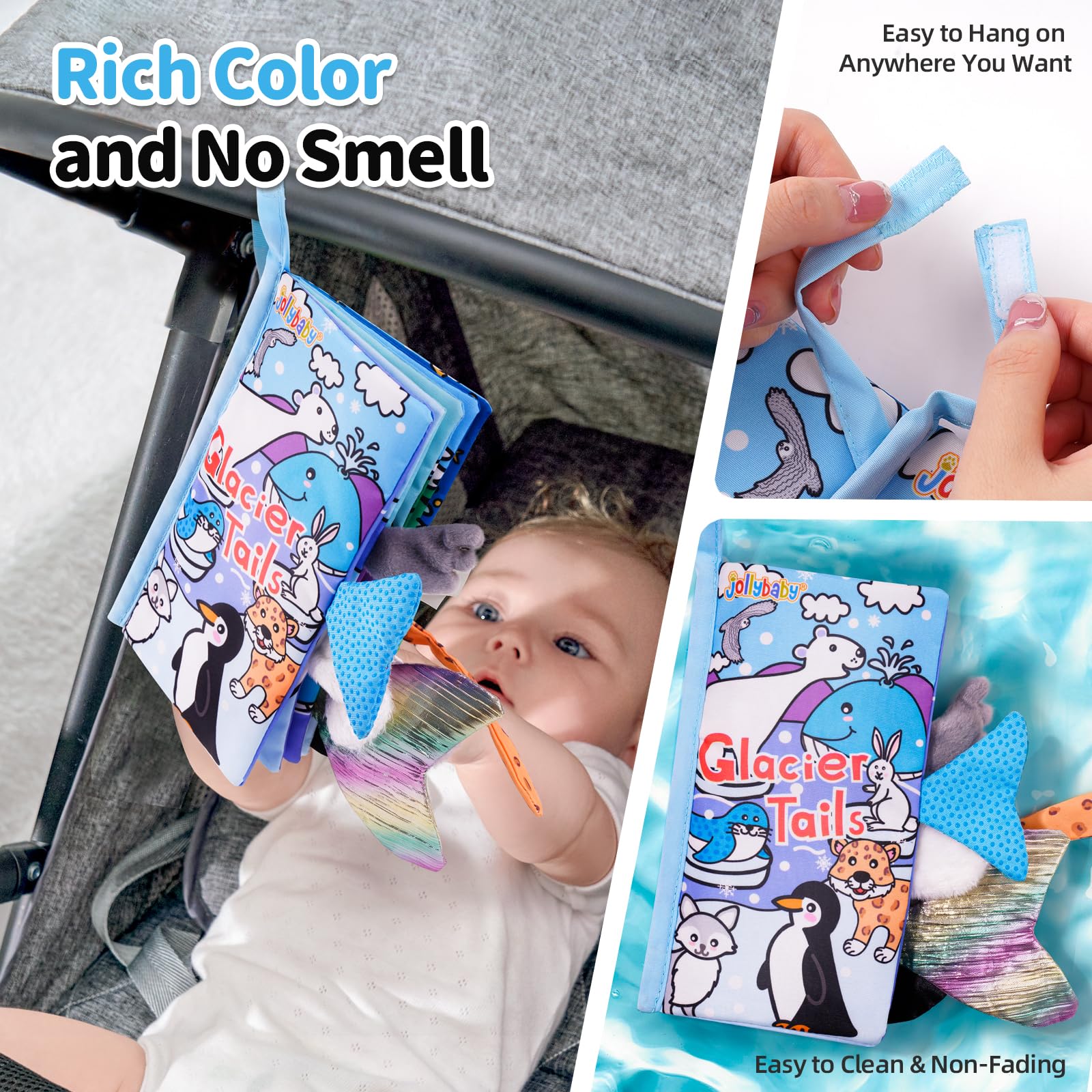 Jollybaby Soft Cloth Touch & Feel Crinkle Books for Baby
