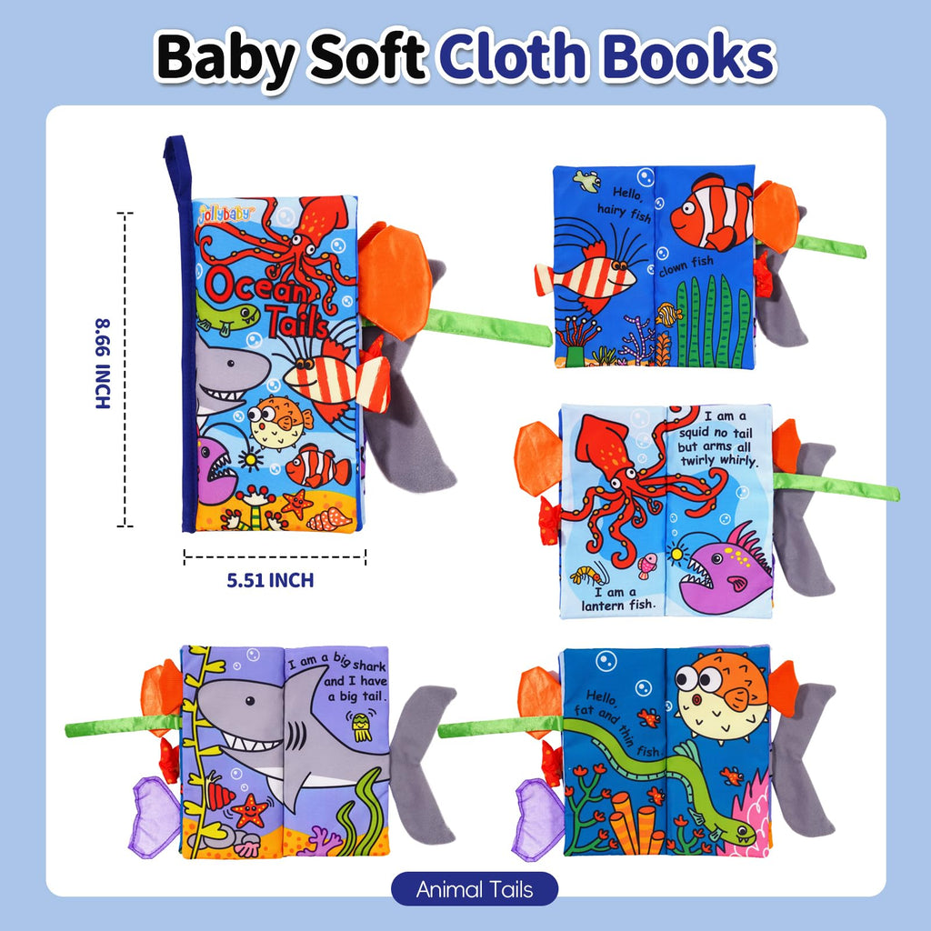 Jollybaby Soft Cloth Touch & Feel Crinkle Books for Baby