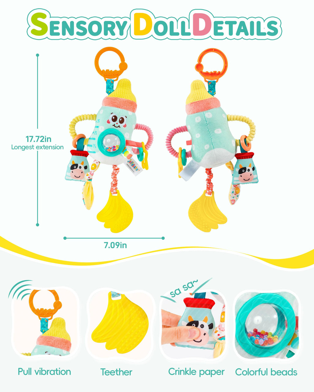 Jollybaby Pull Vibration Hanging Toy for Car Seat Stroller
