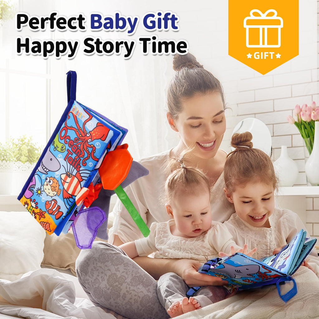Jollybaby Soft Cloth Touch & Feel Crinkle Books for Baby