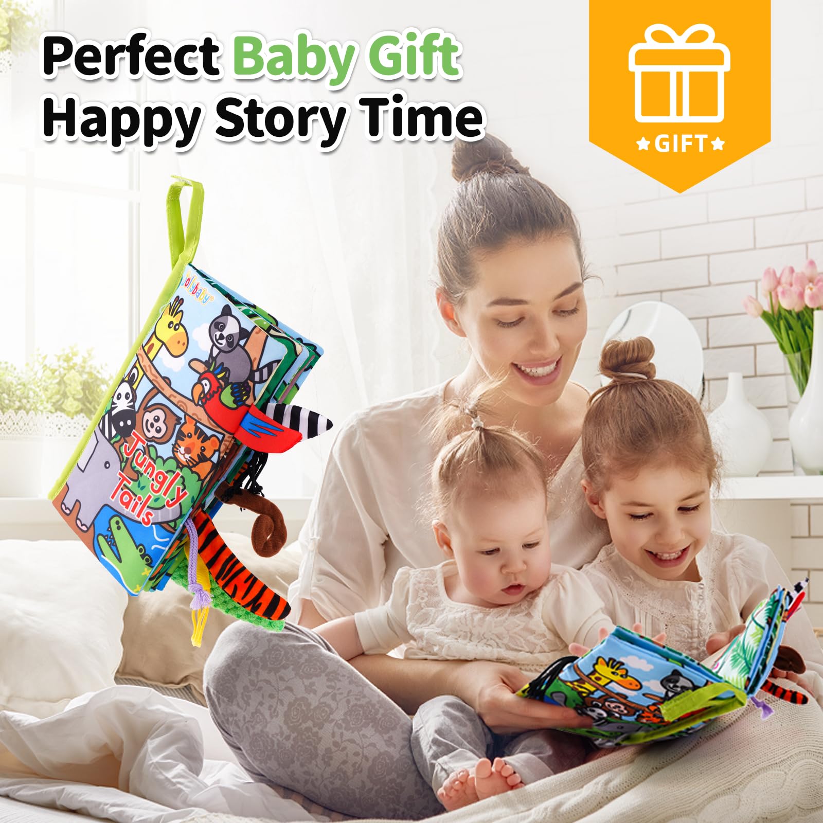 Jollybaby Soft Cloth Touch & Feel Crinkle Books for Baby