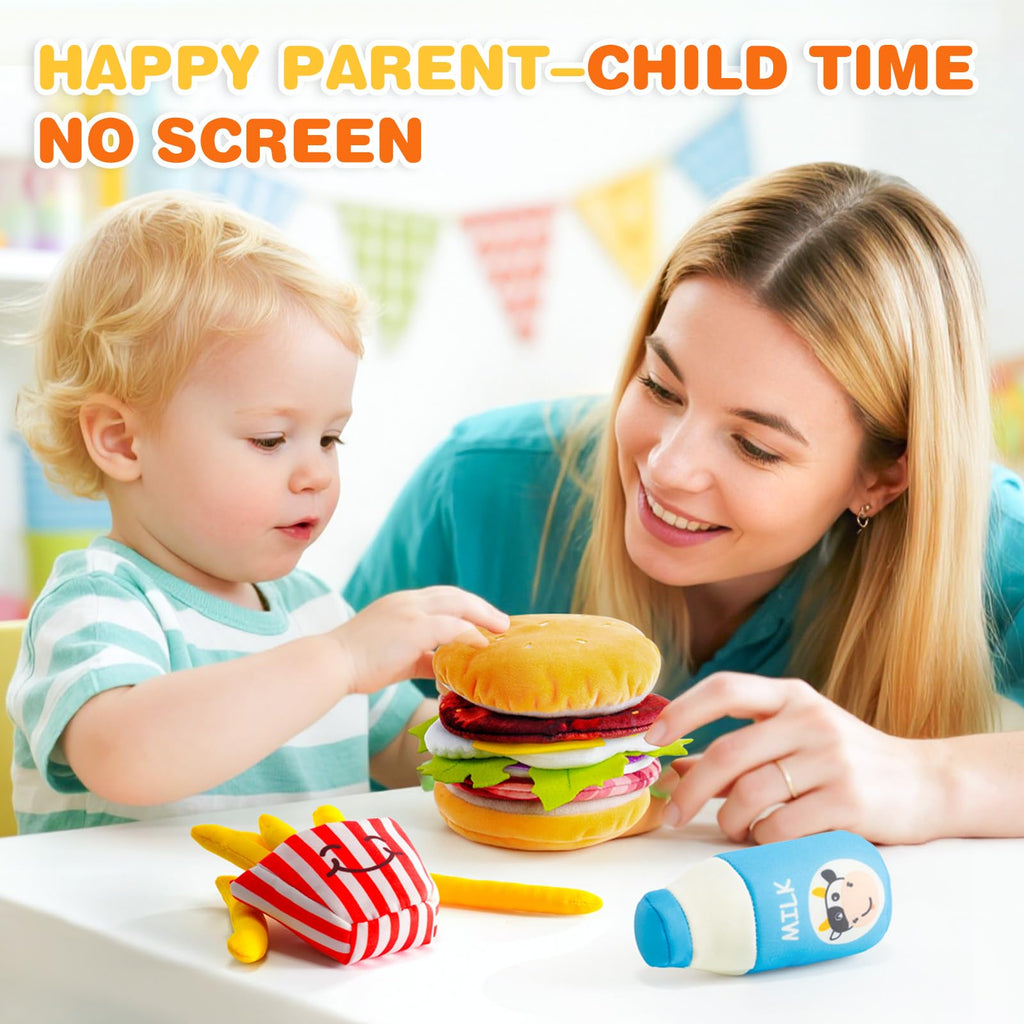 Jollybaby Soft Plush Stuffed Burger Pretend Play Food Toy