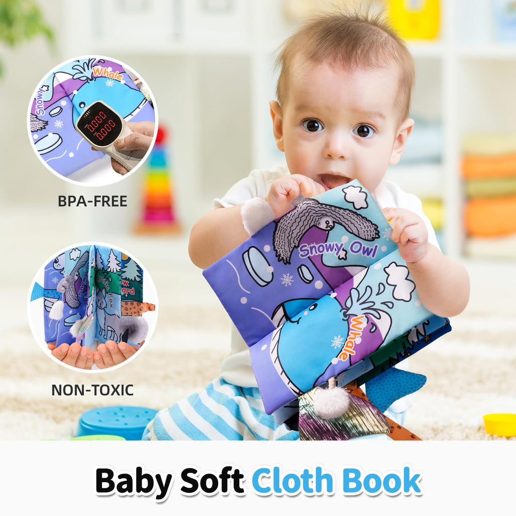 Jollybaby Soft Cloth Touch & Feel Crinkle Books for Baby