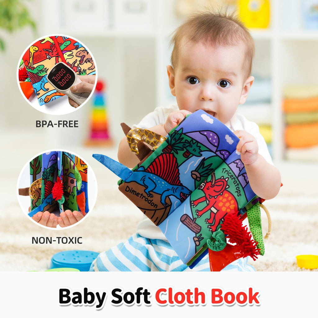 Jollybaby Soft Cloth Touch & Feel Crinkle Books for Baby