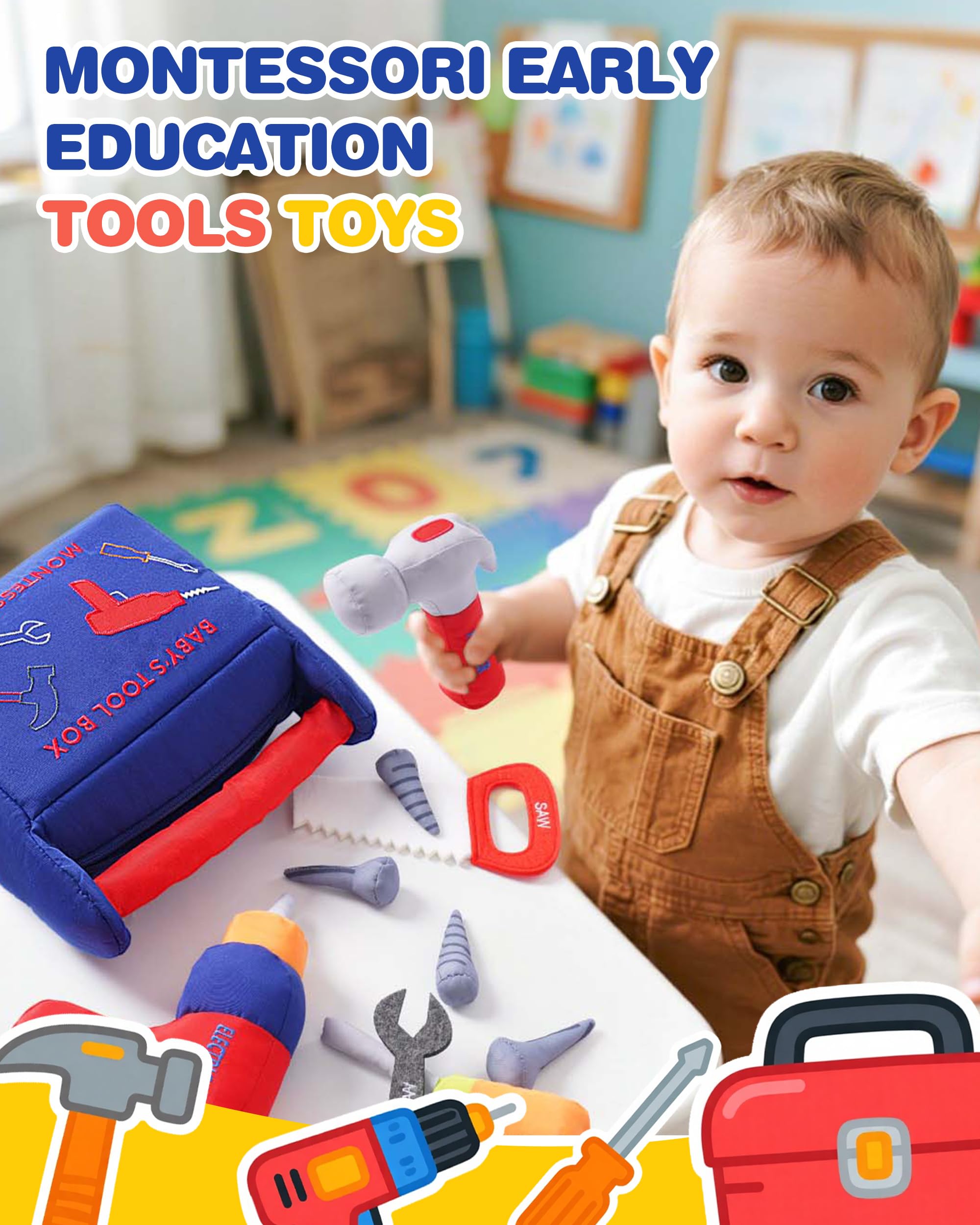 Jollybaby Soft Montessori Tool Box Set Toy for Boy