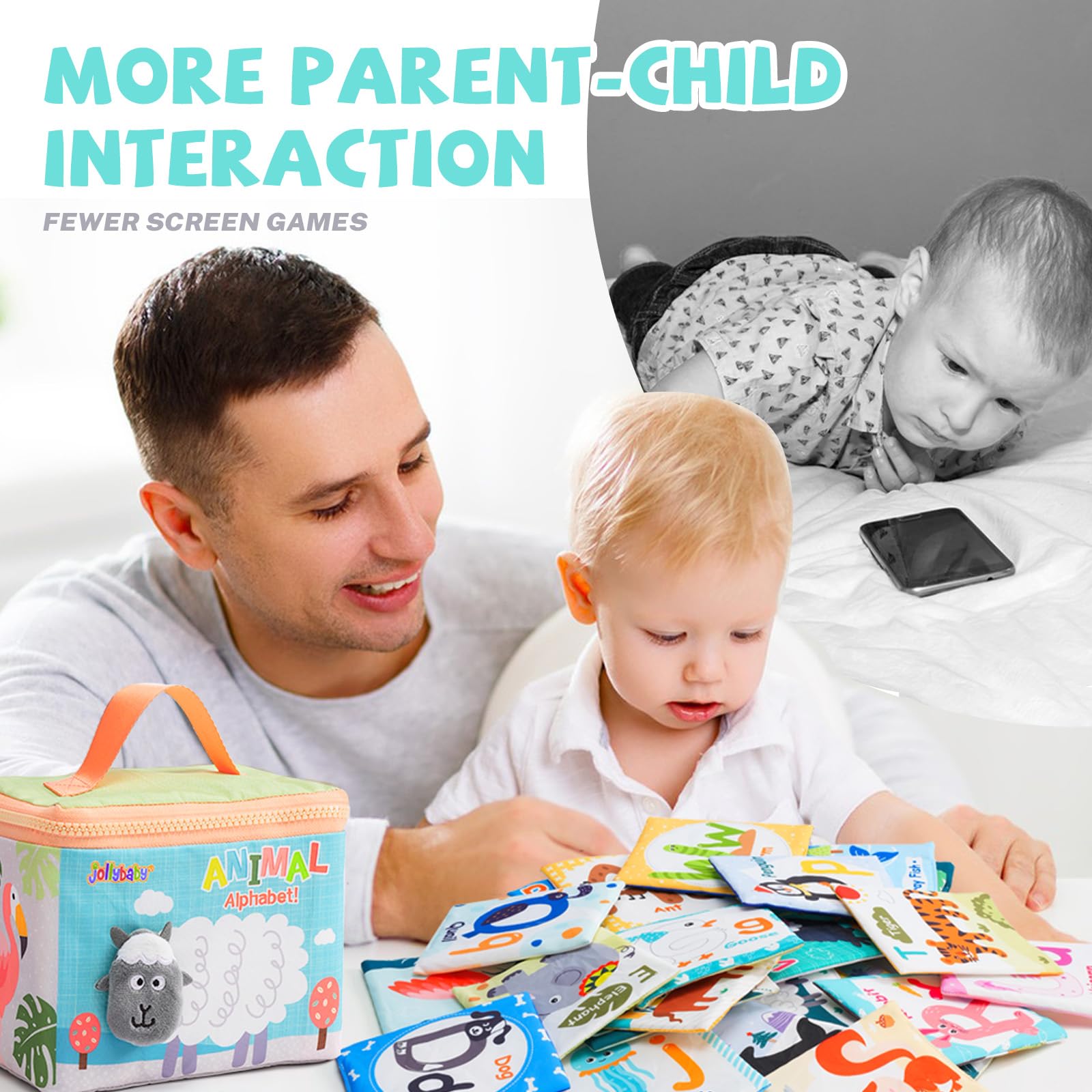 Jollybaby Reusable Soft Flash Cards for Toddler
