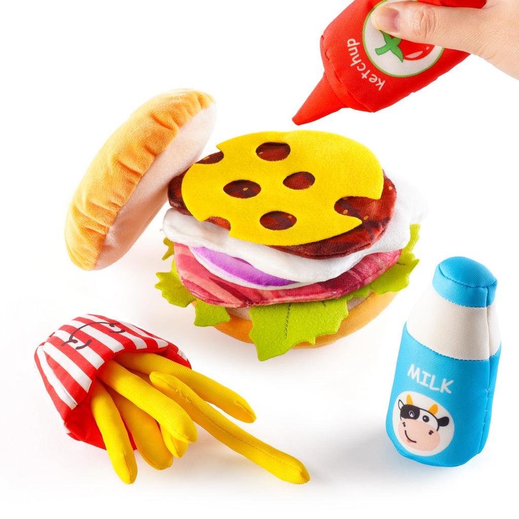 Jollybaby Soft Plush Stuffed Burger Pretend Play Food Toy